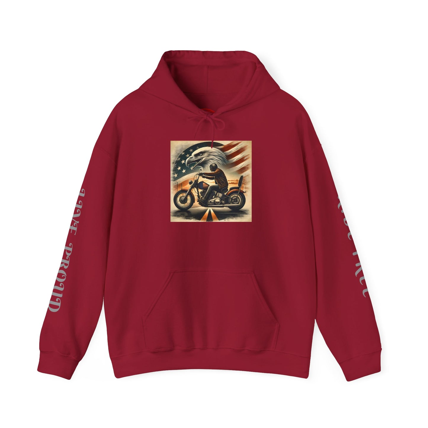American Pride Motorcycle Hoodie ,Ride Free,Live Proud Sweatshirt .