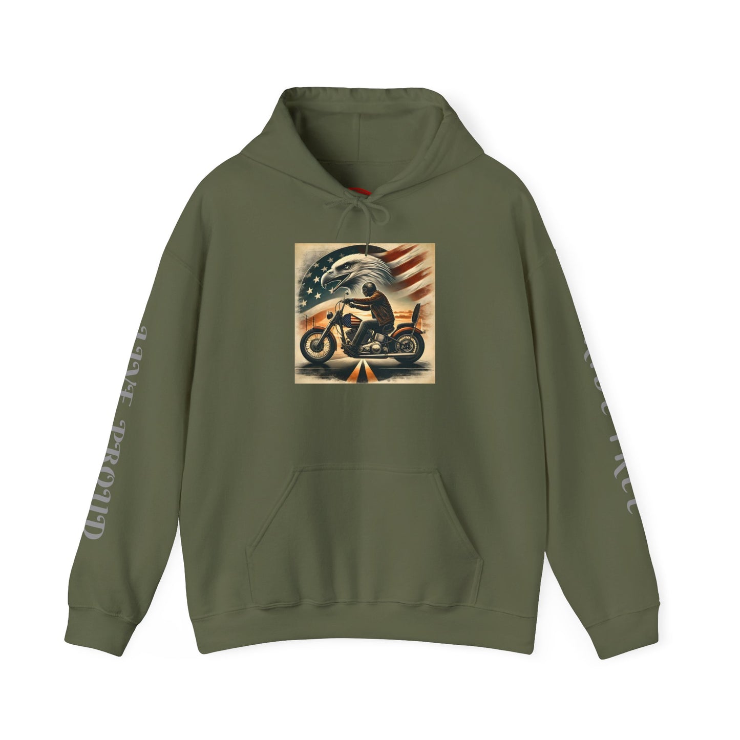 American Pride Motorcycle Hoodie ,Ride Free,Live Proud Sweatshirt .