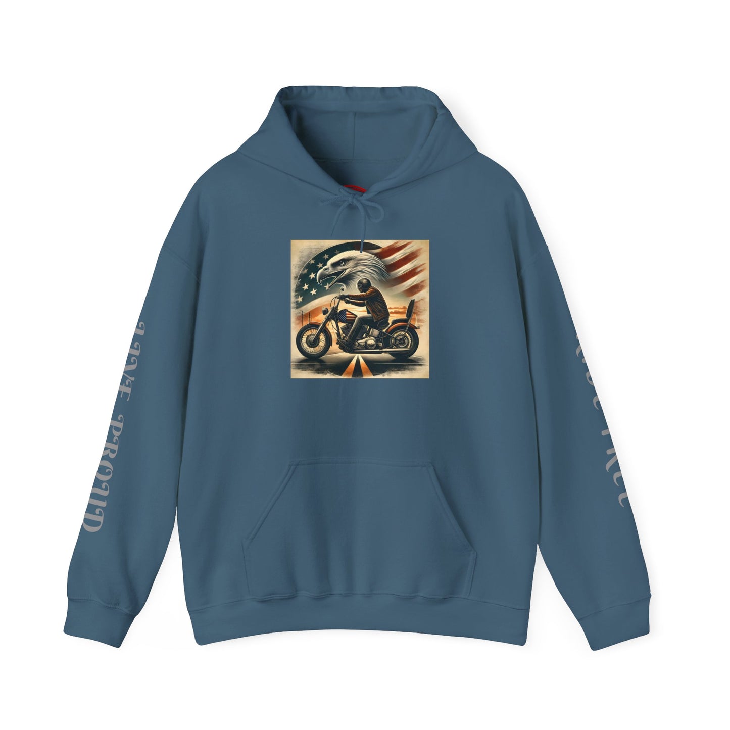 American Pride Motorcycle Hoodie ,Ride Free,Live Proud Sweatshirt .