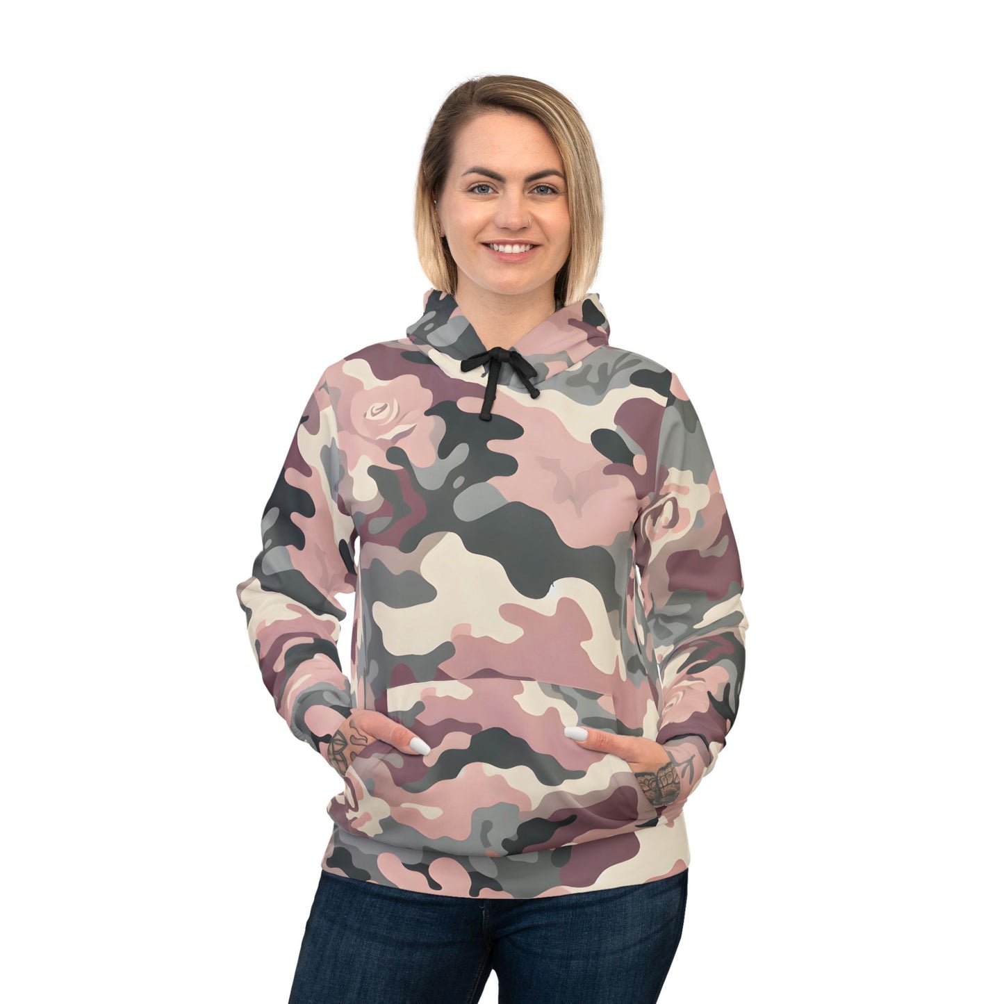 American Woman Hoodie – Camo Style with Back Graphic.