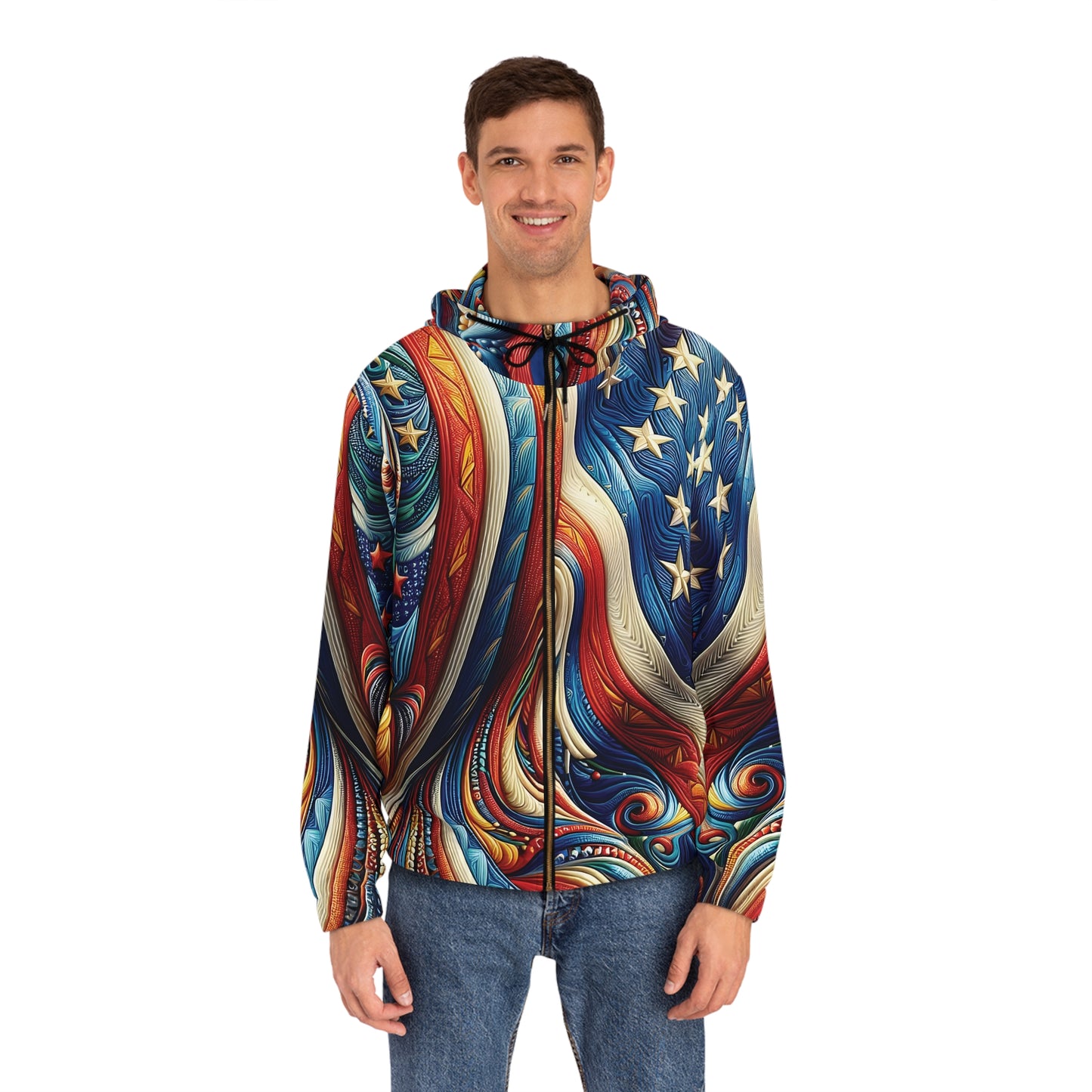 Patriotic American Surreal Flag Full-Zip Hoodie