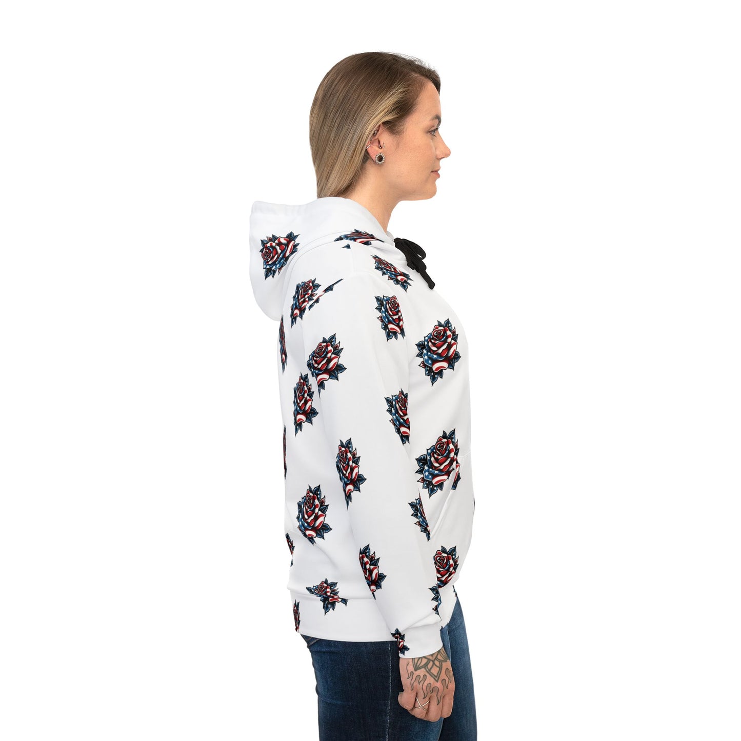 Women’s Hoodie – American Rose Tattoo Style.