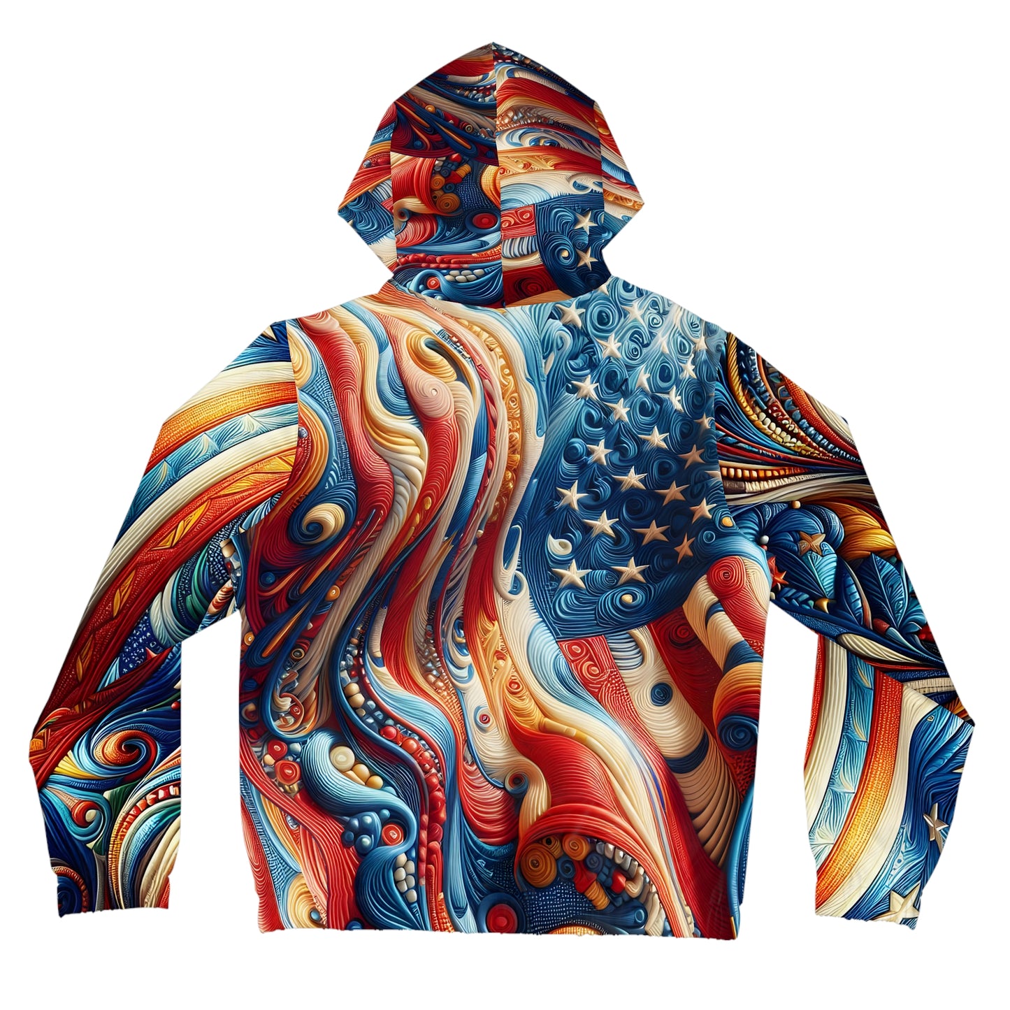 Women’s Patriotic and Surreal USA Flag Full-Zip Hoodie.