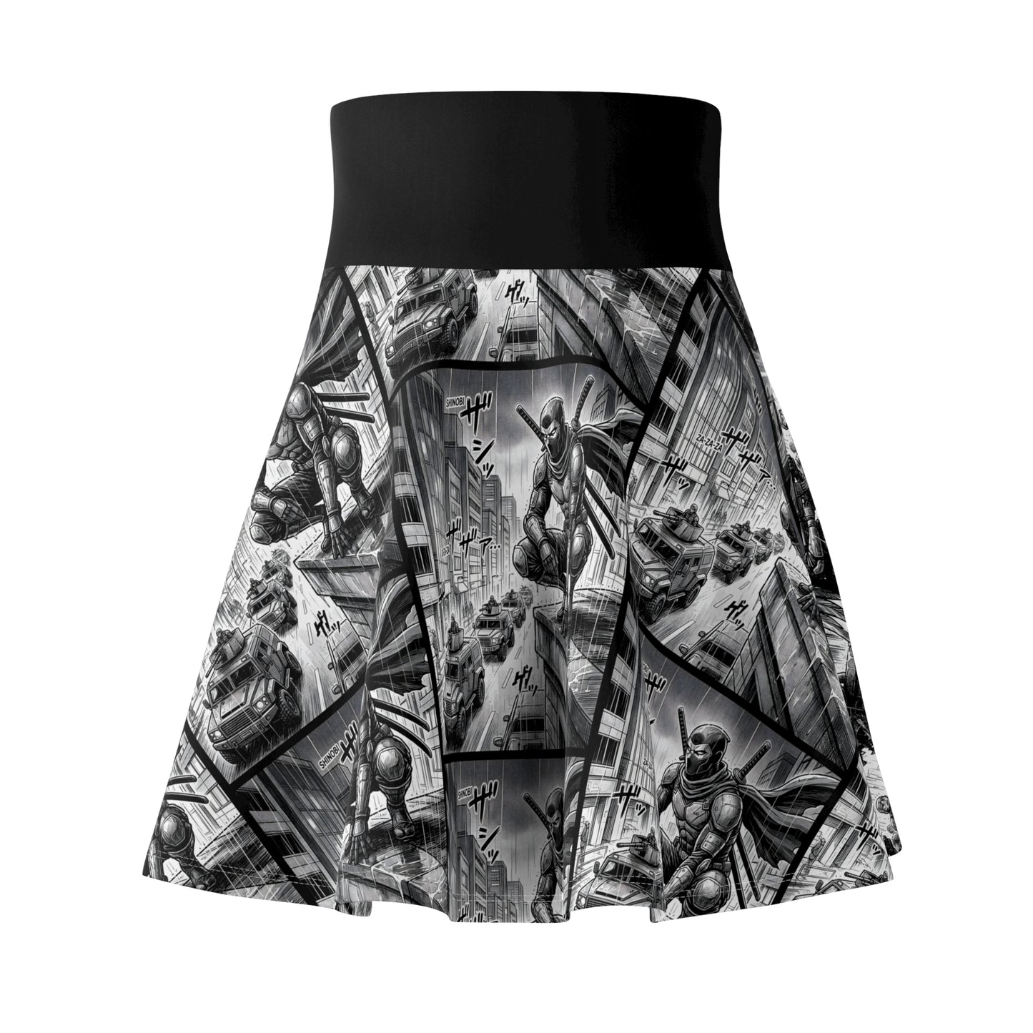 Japanese manga style skater skirt - detail of comic panels