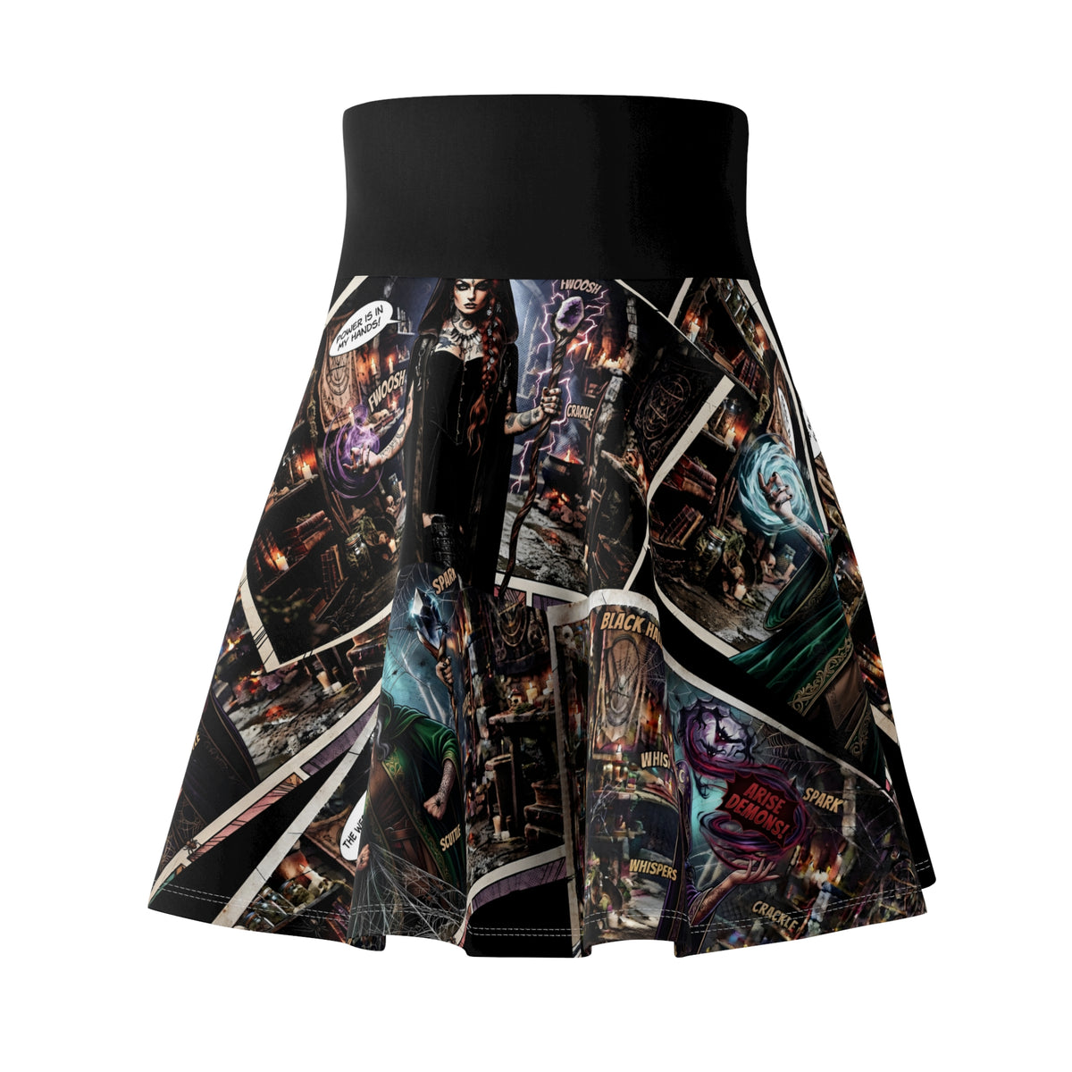 Witchcraft Halloween Skater Skirt — Spooky Magic All Over Print