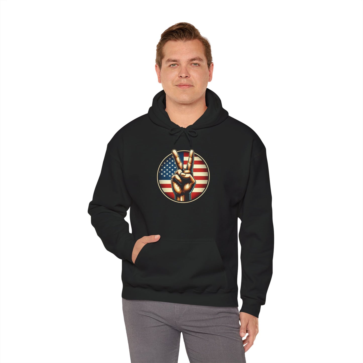 V 4 Victory Hoodie -Sweatshirt with Patriotic Symbolism
