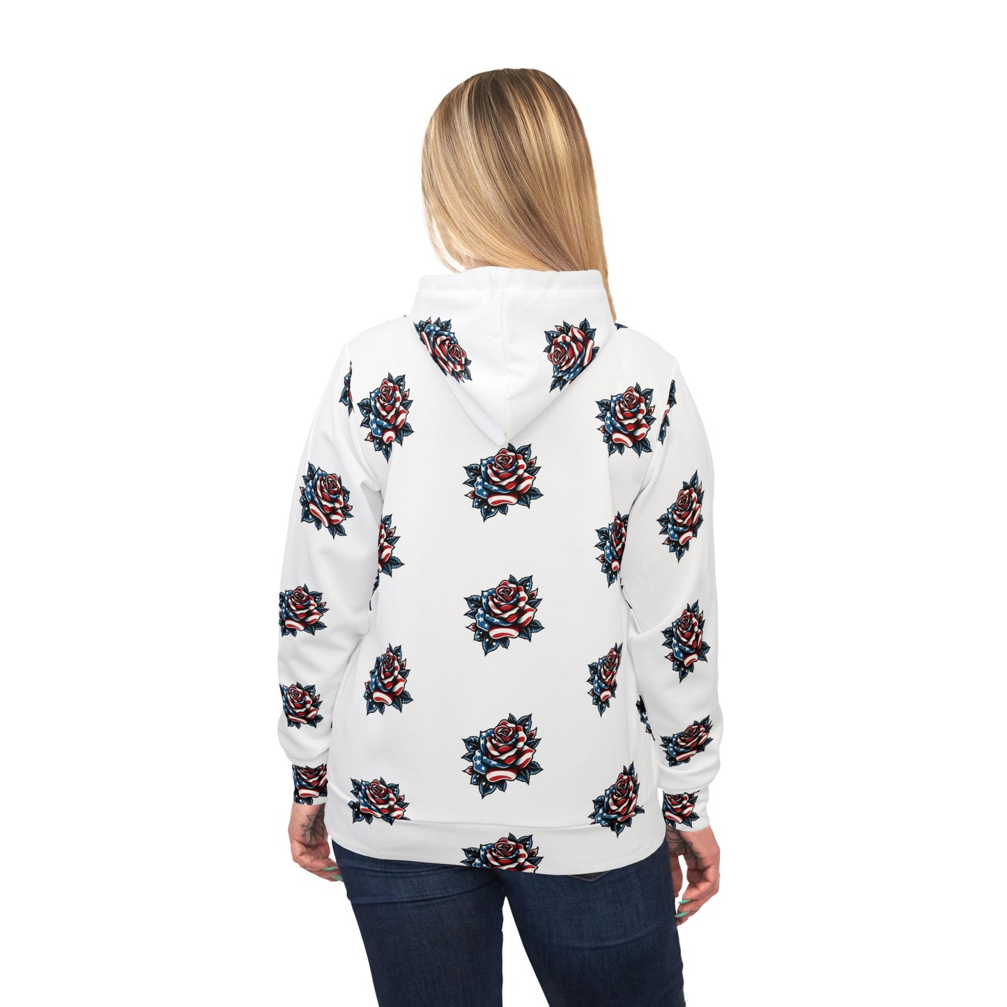 Women’s Hoodie – American Rose Tattoo Style.