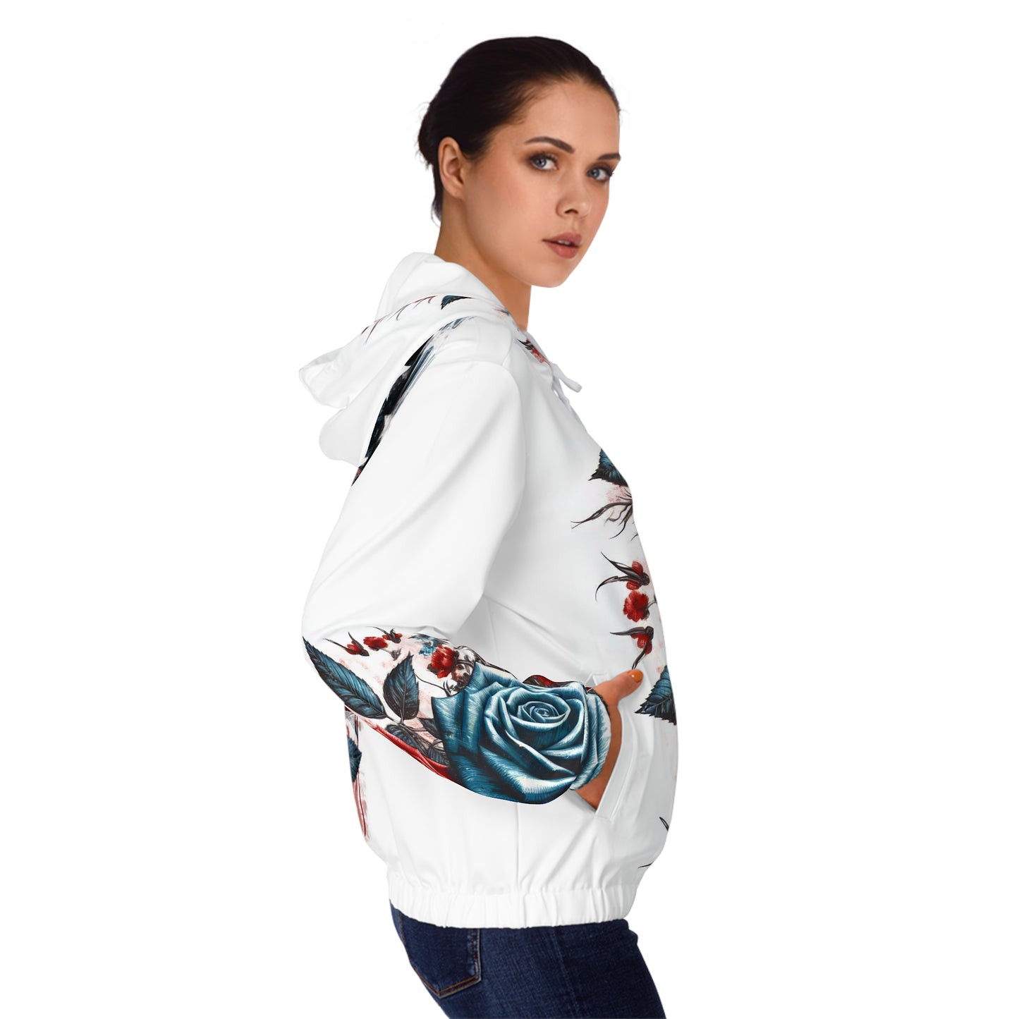 Patriotic Floral, American Woman Full-Zip Hoodie.