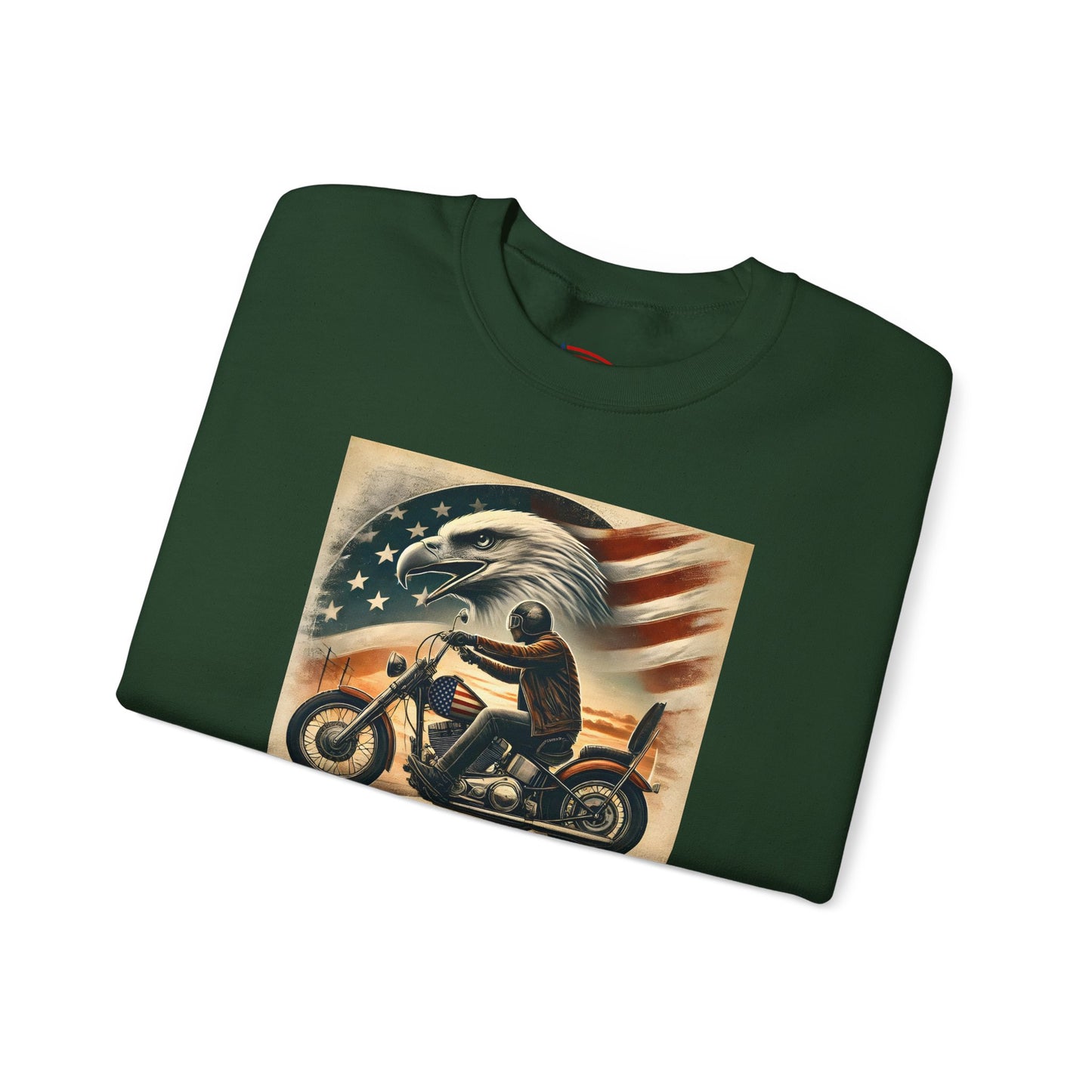 American Biker Sweatshirt — "Ride Free,Live Proud,Die American" Crewneck