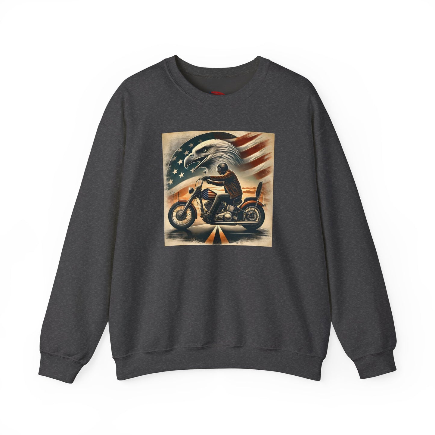 American Biker Sweatshirt — "Ride Free,Live Proud,Die American" Crewneck