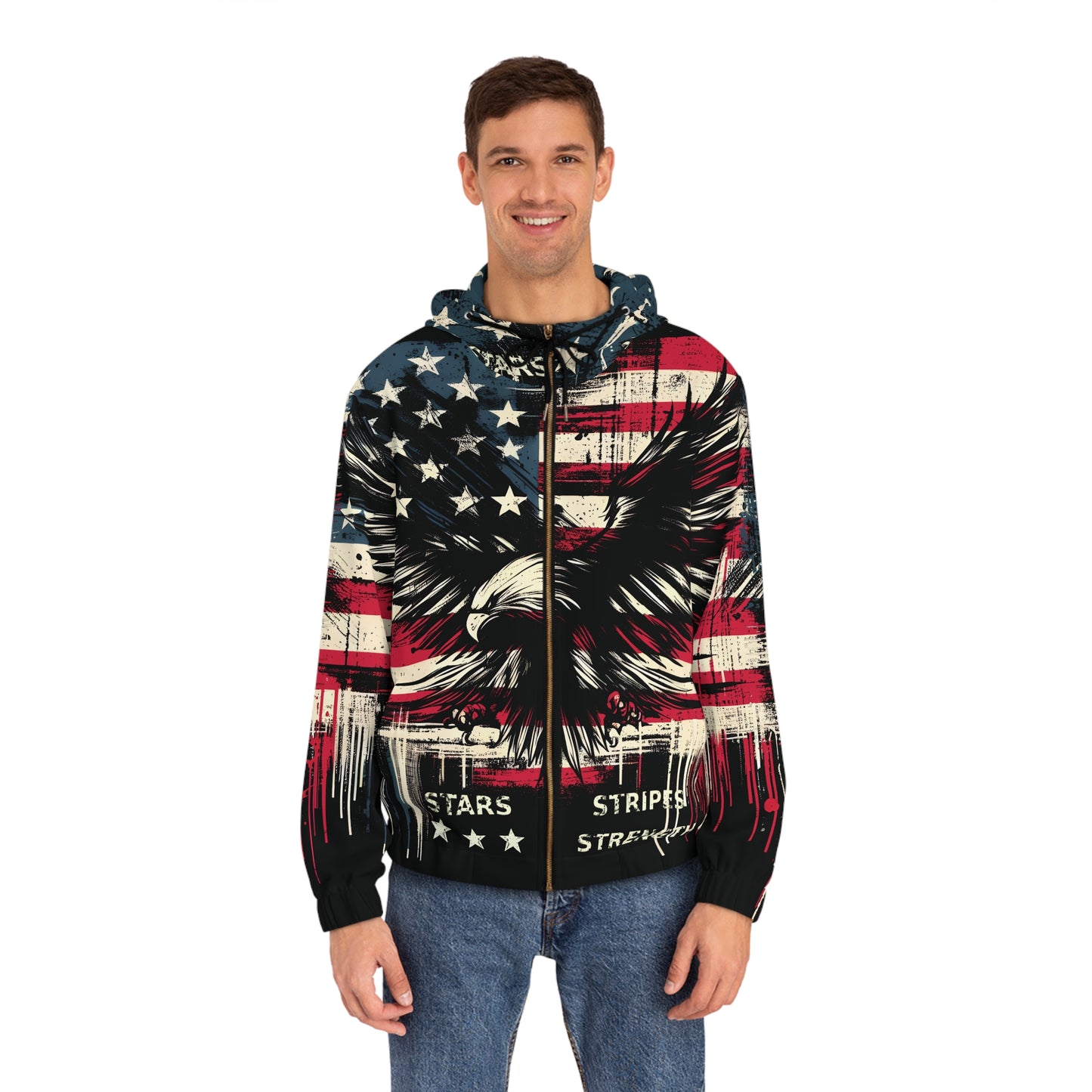Patriotic And Stylish American Eagle Full-Zip Hoodie.