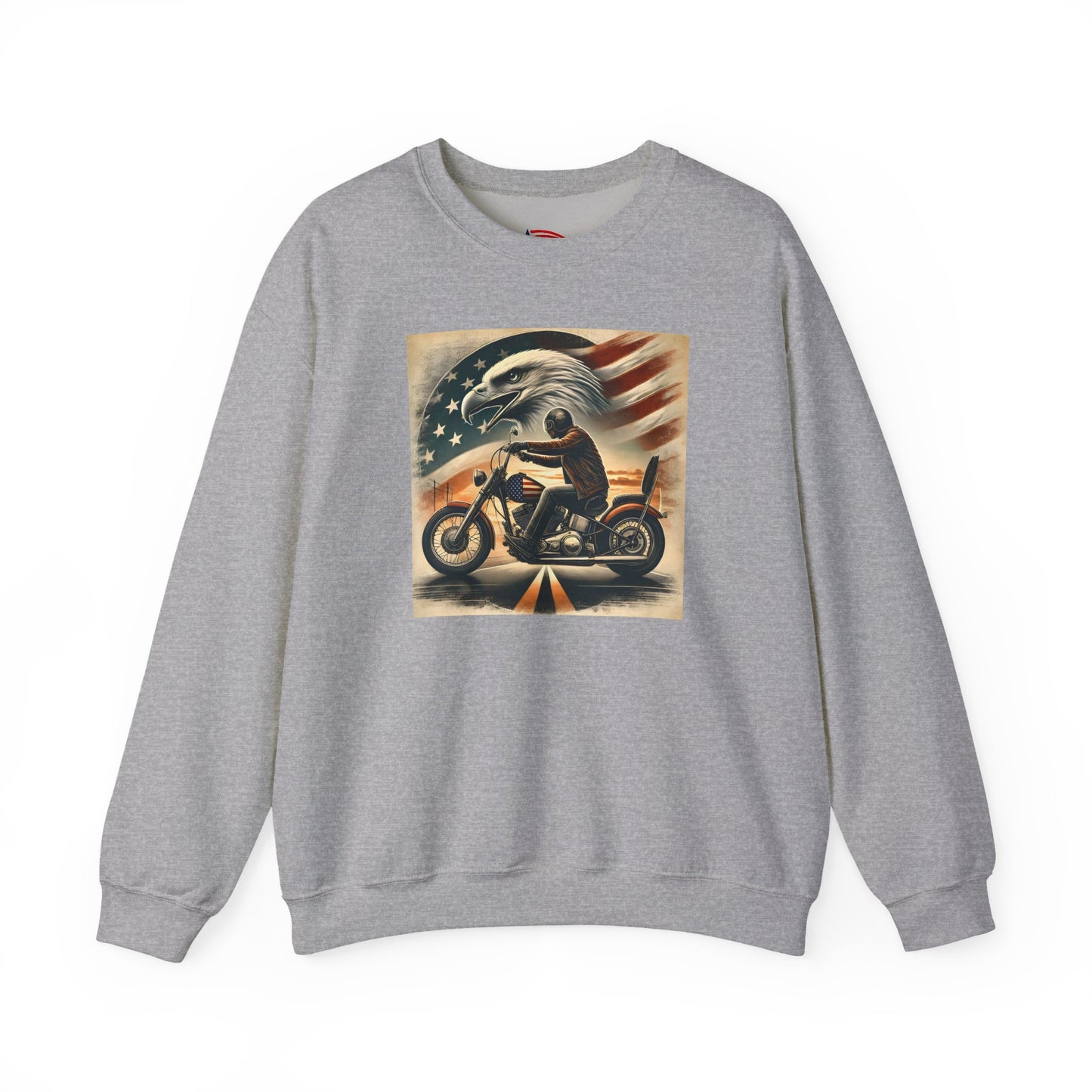American Biker Sweatshirt — "Ride Free,Live Proud,Die American" Crewneck