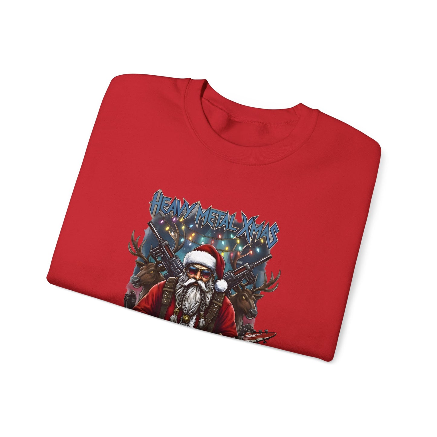 Red Rock n Roll Santa sweatshirt folded guitar design