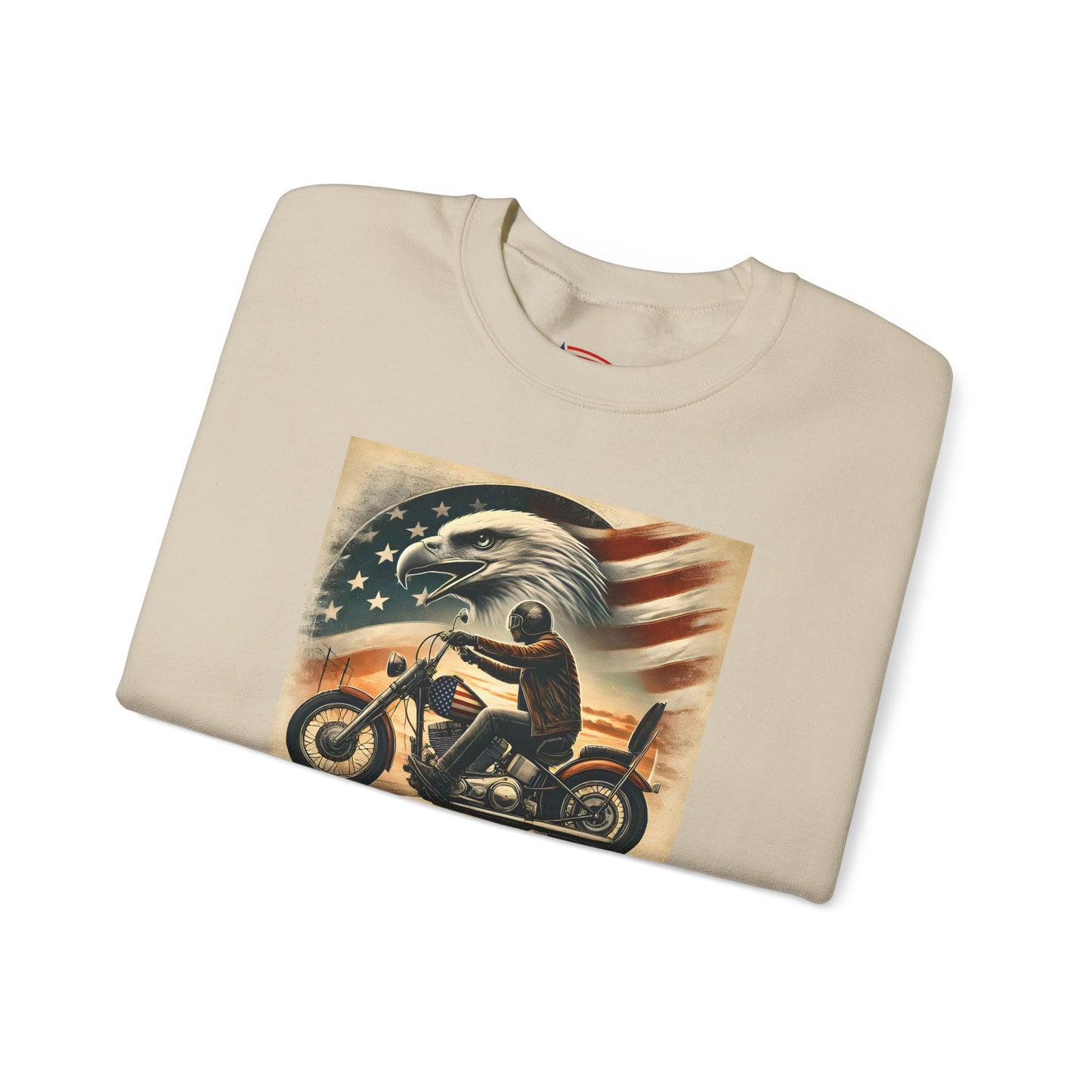American Biker Sweatshirt — "Ride Free,Live Proud,Die American" Crewneck