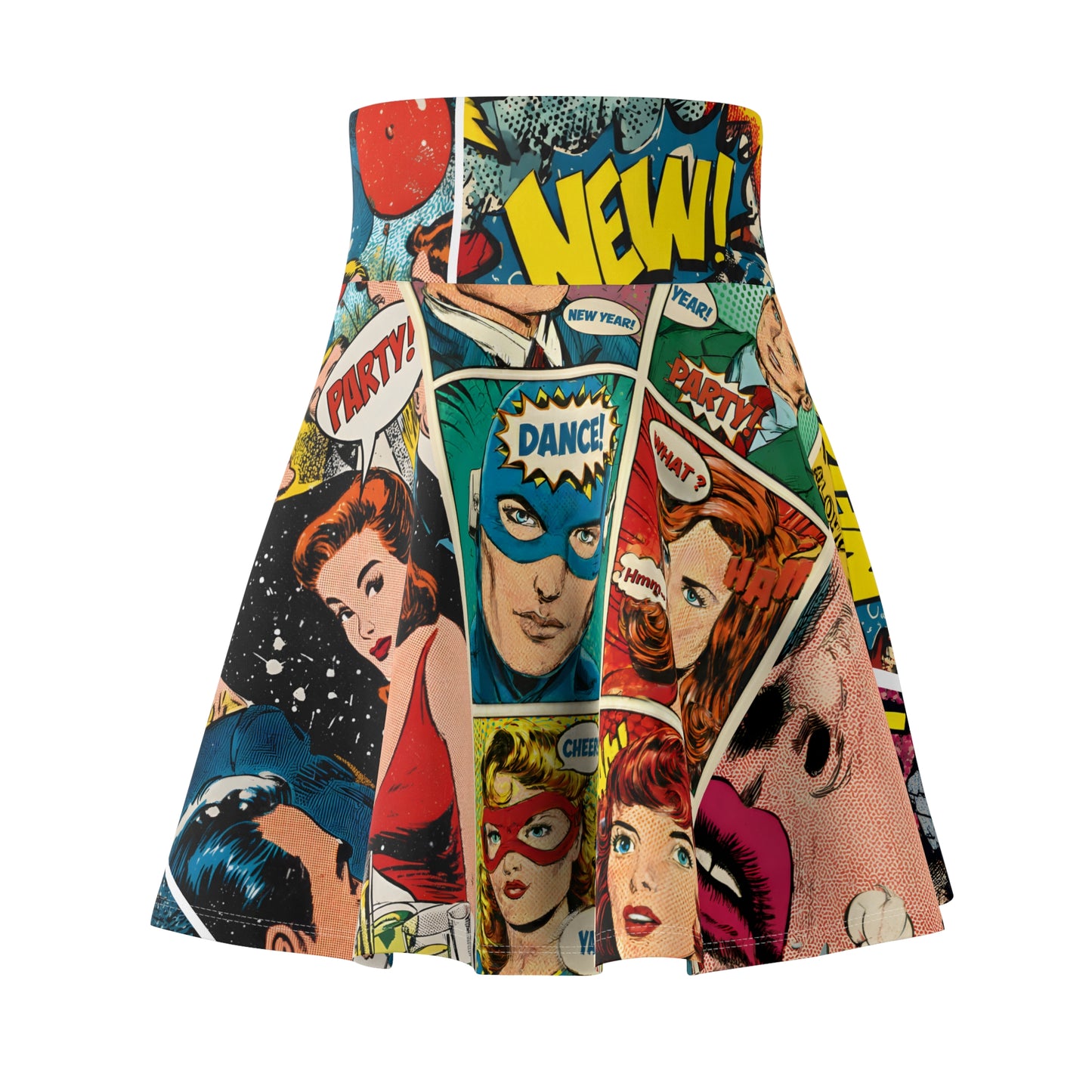 Comic Pop Art Skater Skirt — Retro Graphic Celebration All Over Print