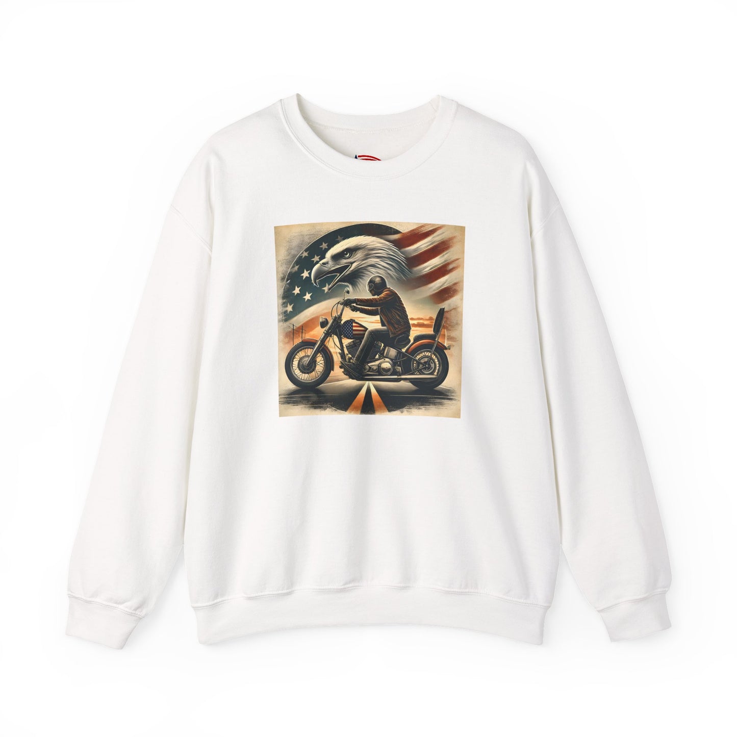 American Biker Sweatshirt — "Ride Free,Live Proud,Die American" Crewneck