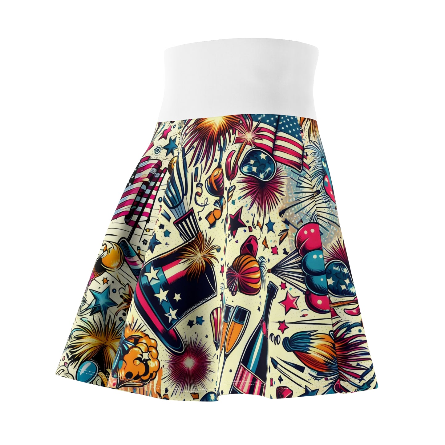 Retro Pop Art Celebration Skater Skirt — All-Over Print Party Skirt