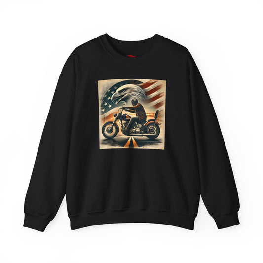 American Biker Sweatshirt — "Ride Free,Live Proud,Die American" Crewneck