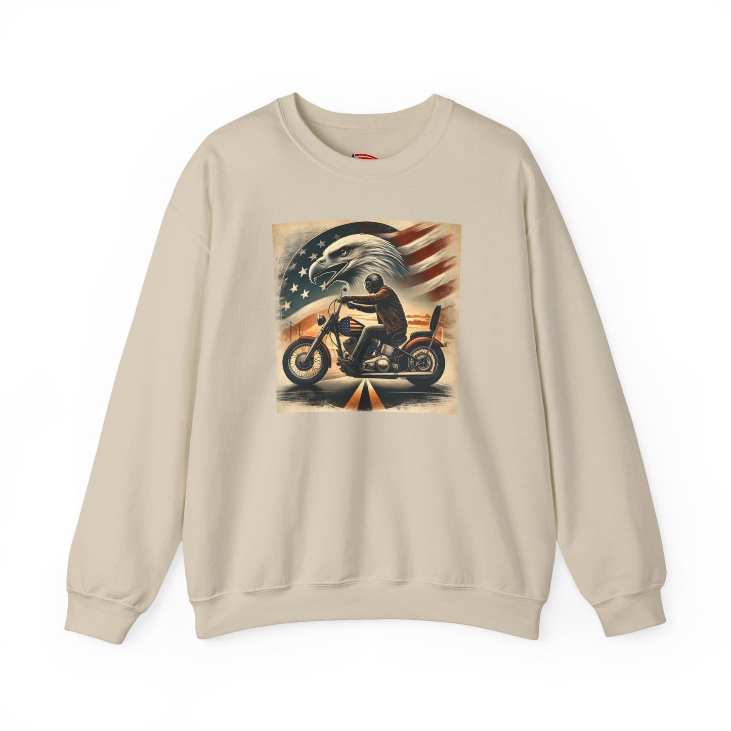 American Biker Sweatshirt — "Ride Free,Live Proud,Die American" Crewneck