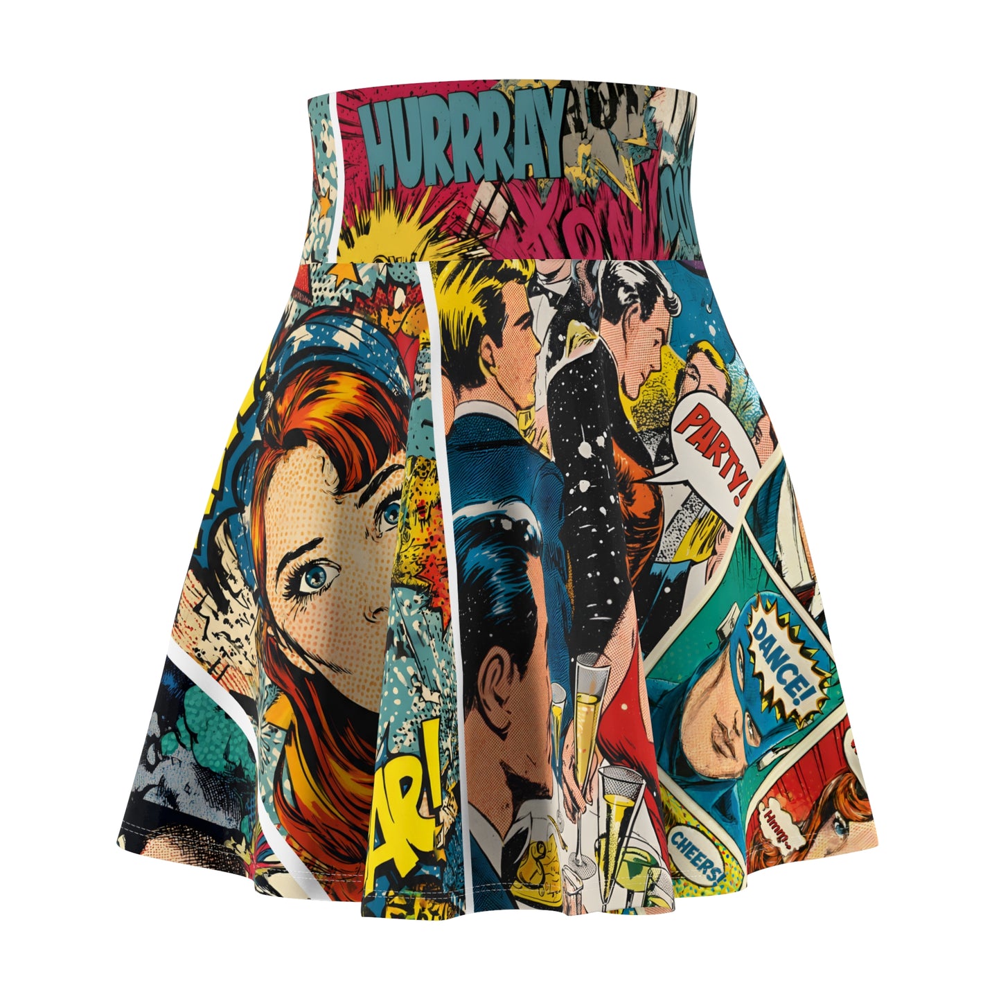 Comic Pop Art Skater Skirt — Retro Graphic Celebration All Over Print