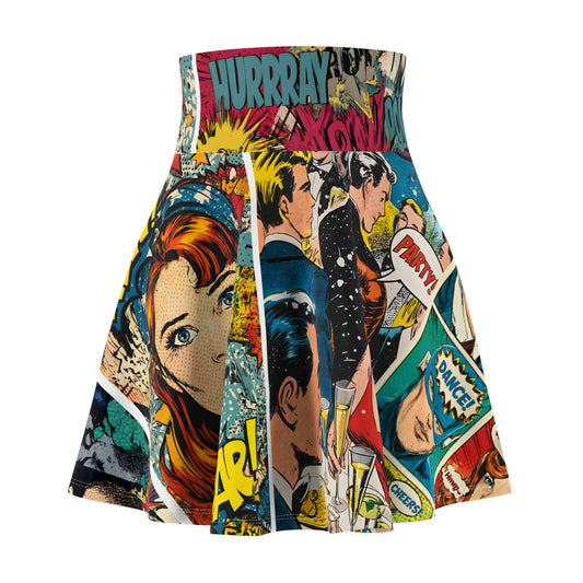 Comic Pop Art Skater Skirt — Retro Graphic Celebration All Over Print