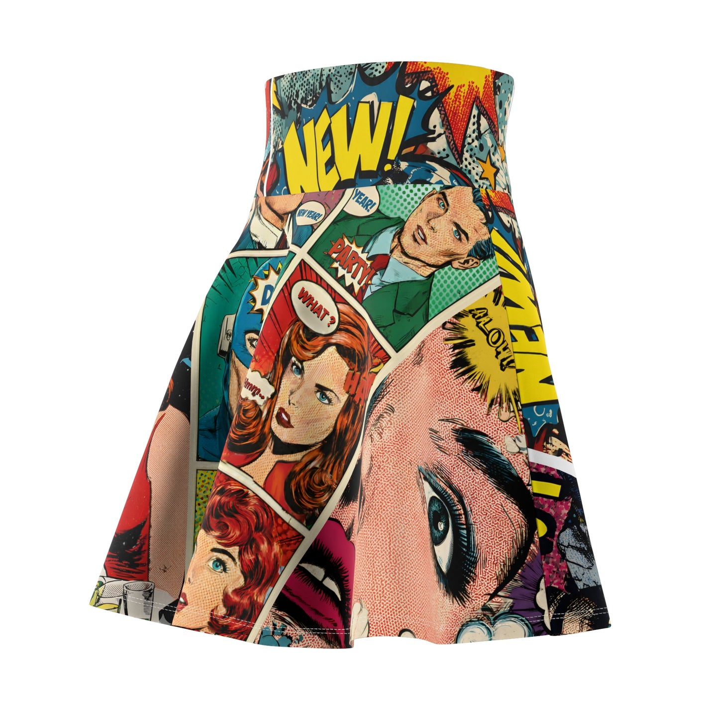Comic Pop Art Skater Skirt — Retro Graphic Celebration All Over Print