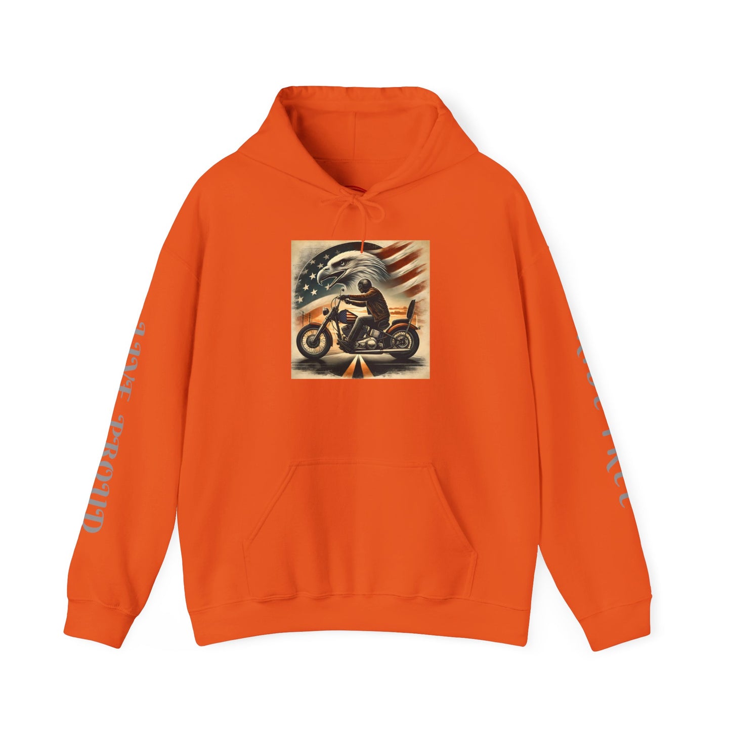 American Pride Motorcycle Hoodie ,Ride Free,Live Proud Sweatshirt .