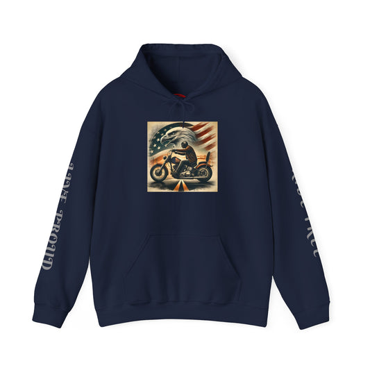 American Pride Motorcycle Hoodie ,Ride Free,Live Proud Sweatshirt .