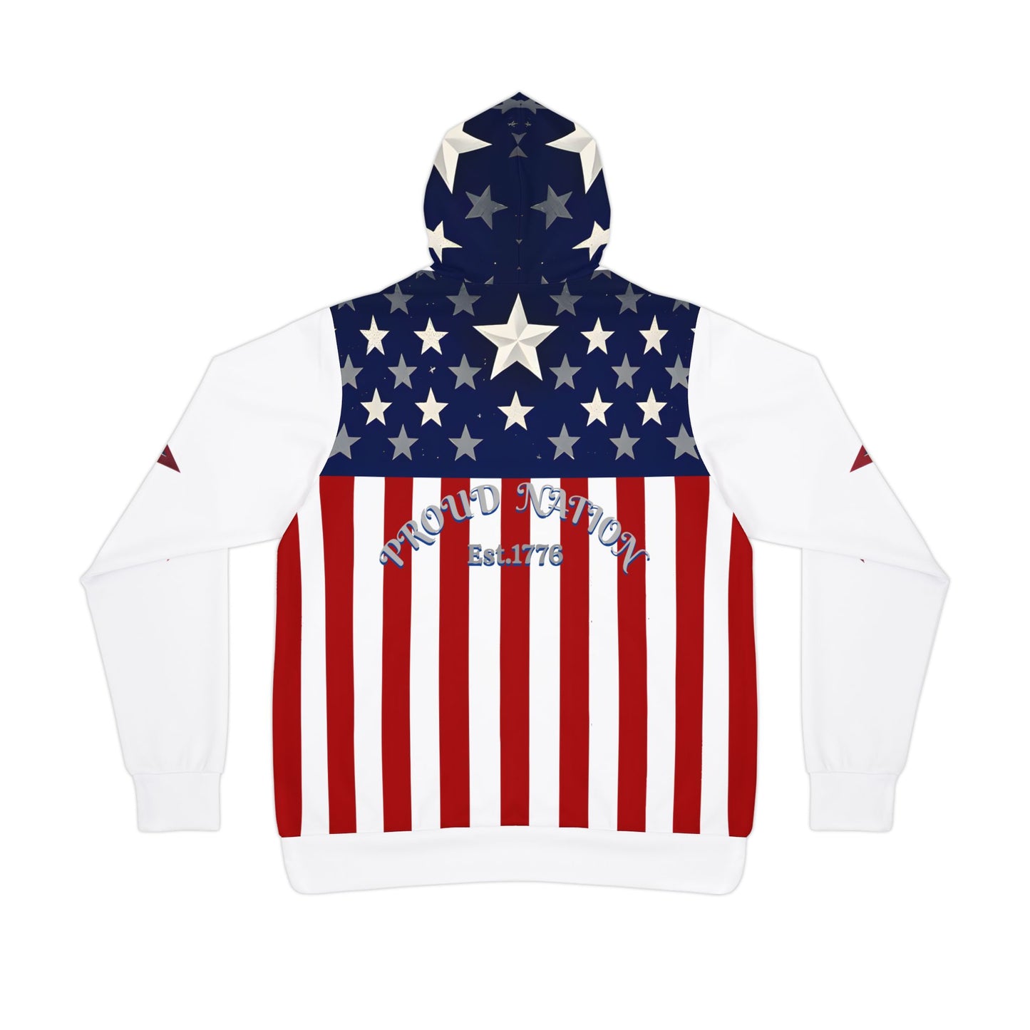 Patriotic Hoodie – USA Proud Nation Design, American Flag & Star Sleeves.