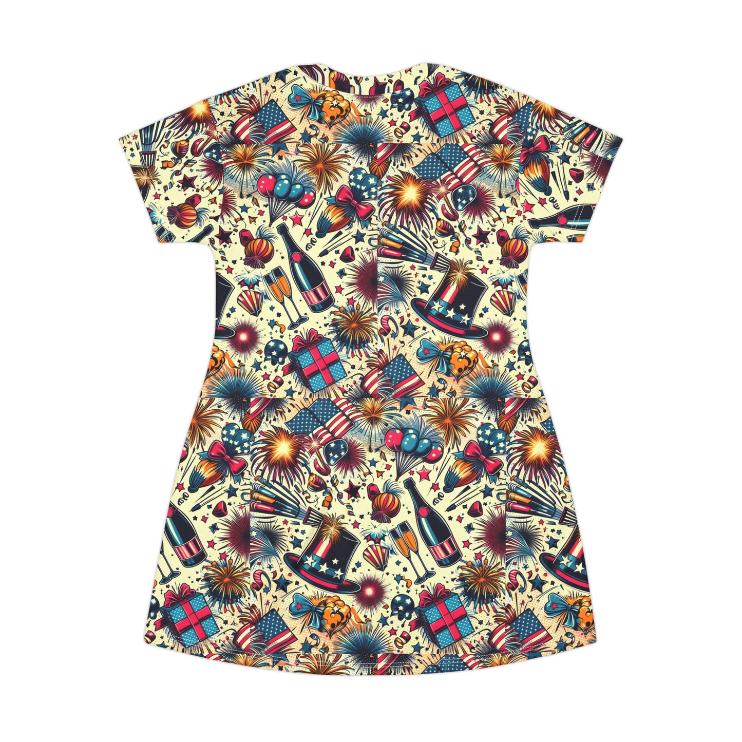 Retro Pop Art Party Dress — Celebration T-Shirt Dress ,All-Over Print