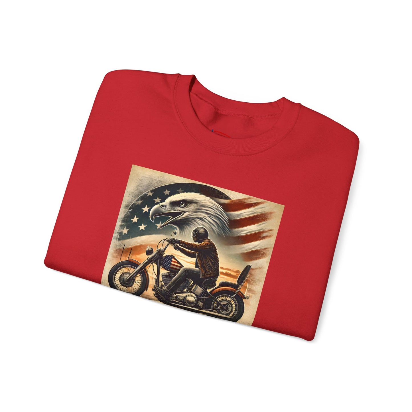 American Biker Sweatshirt — "Ride Free,Live Proud,Die American" Crewneck