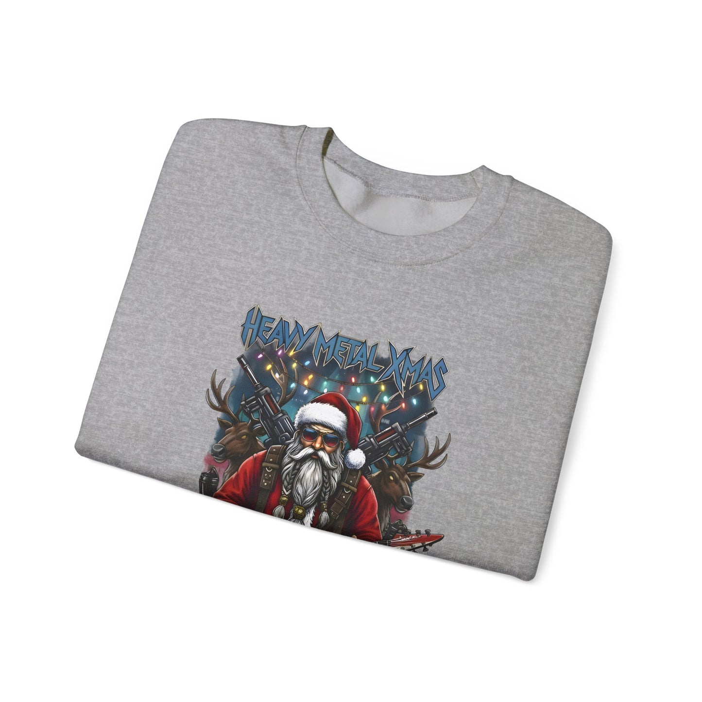 Grey Rock n Roll Santa sweatshirt folded guitar design