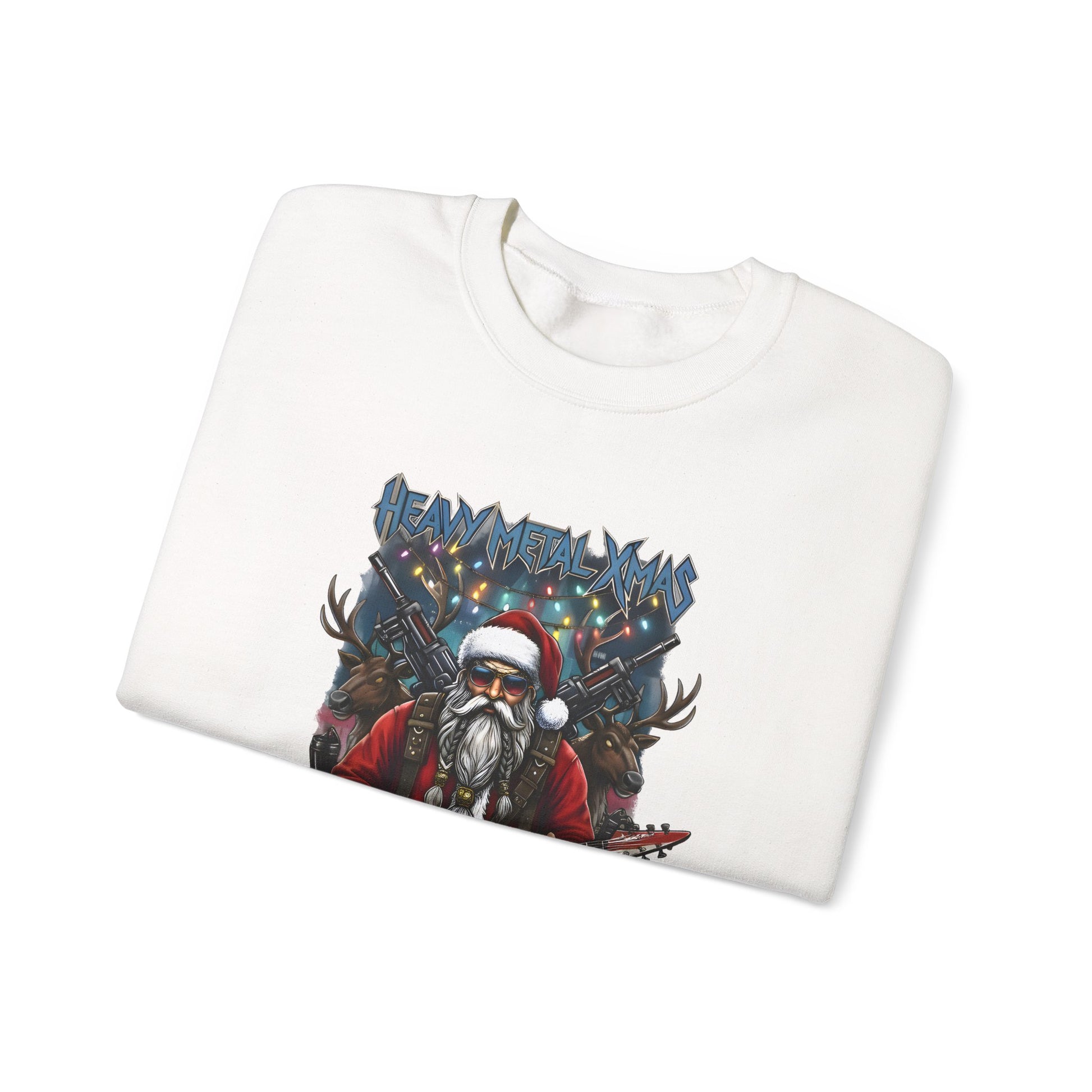 White Rock n Roll Santa sweatshirt folded guitar design