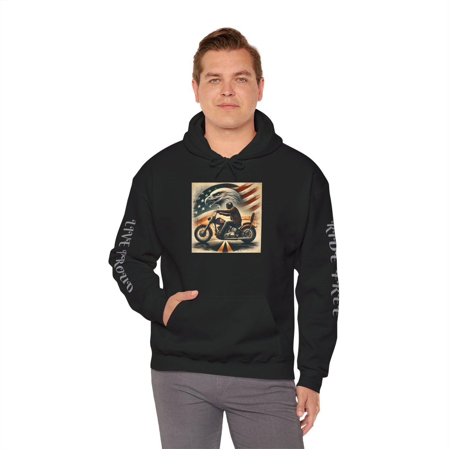 American Pride Motorcycle Hoodie ,Ride Free,Live Proud Sweatshirt .