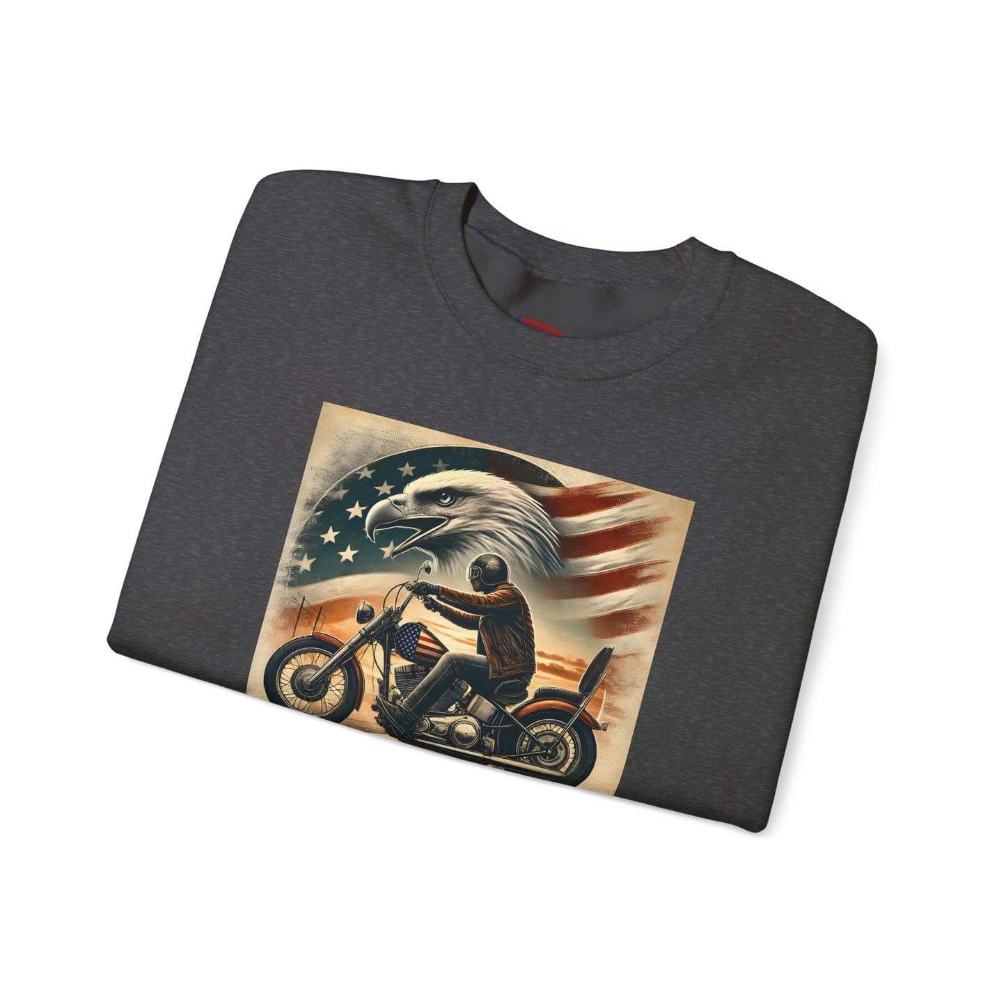 American Biker Sweatshirt — "Ride Free,Live Proud,Die American" Crewneck