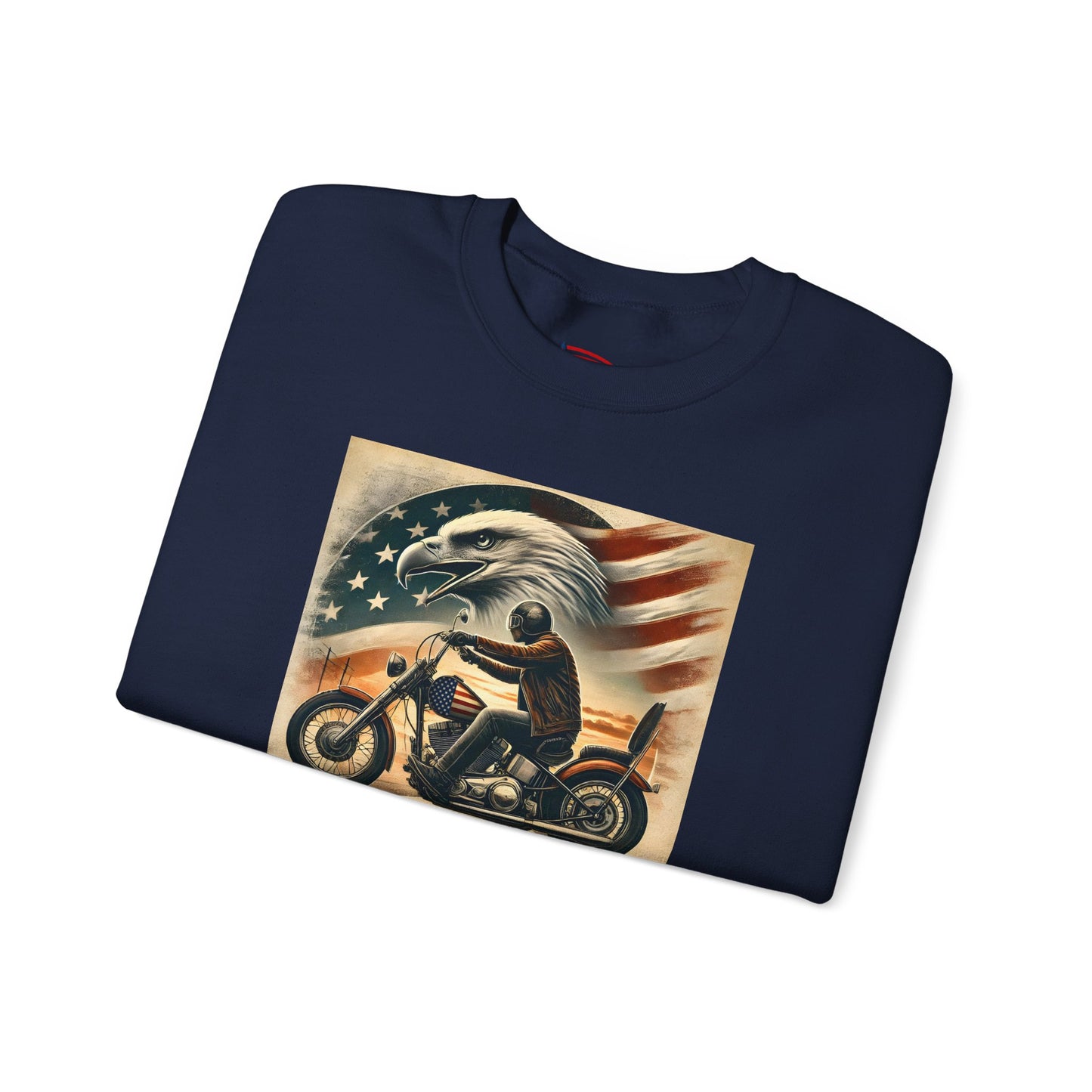 American Biker Sweatshirt — "Ride Free,Live Proud,Die American" Crewneck