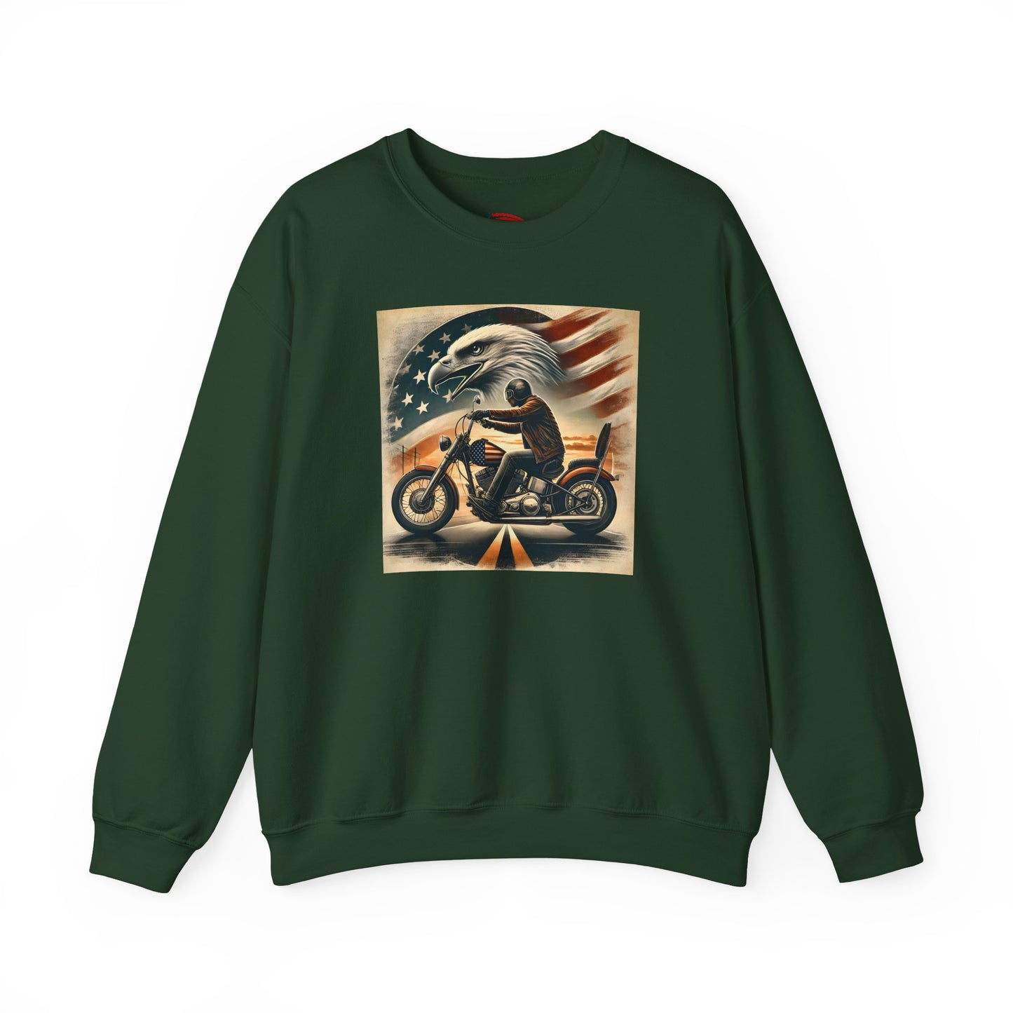 American Biker Sweatshirt — "Ride Free,Live Proud,Die American" Crewneck