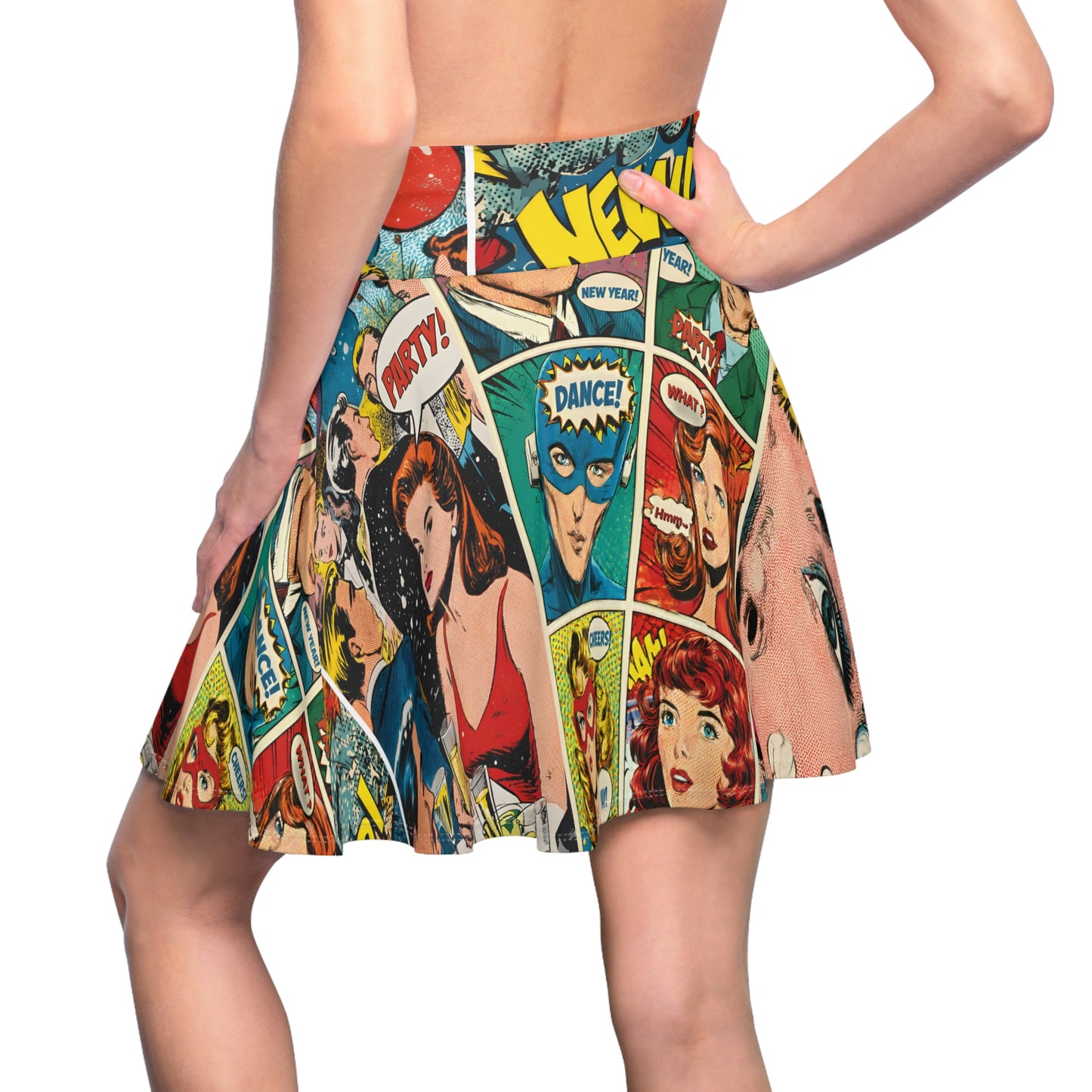 Comic Pop Art Skater Skirt — Retro Graphic Celebration All Over Print