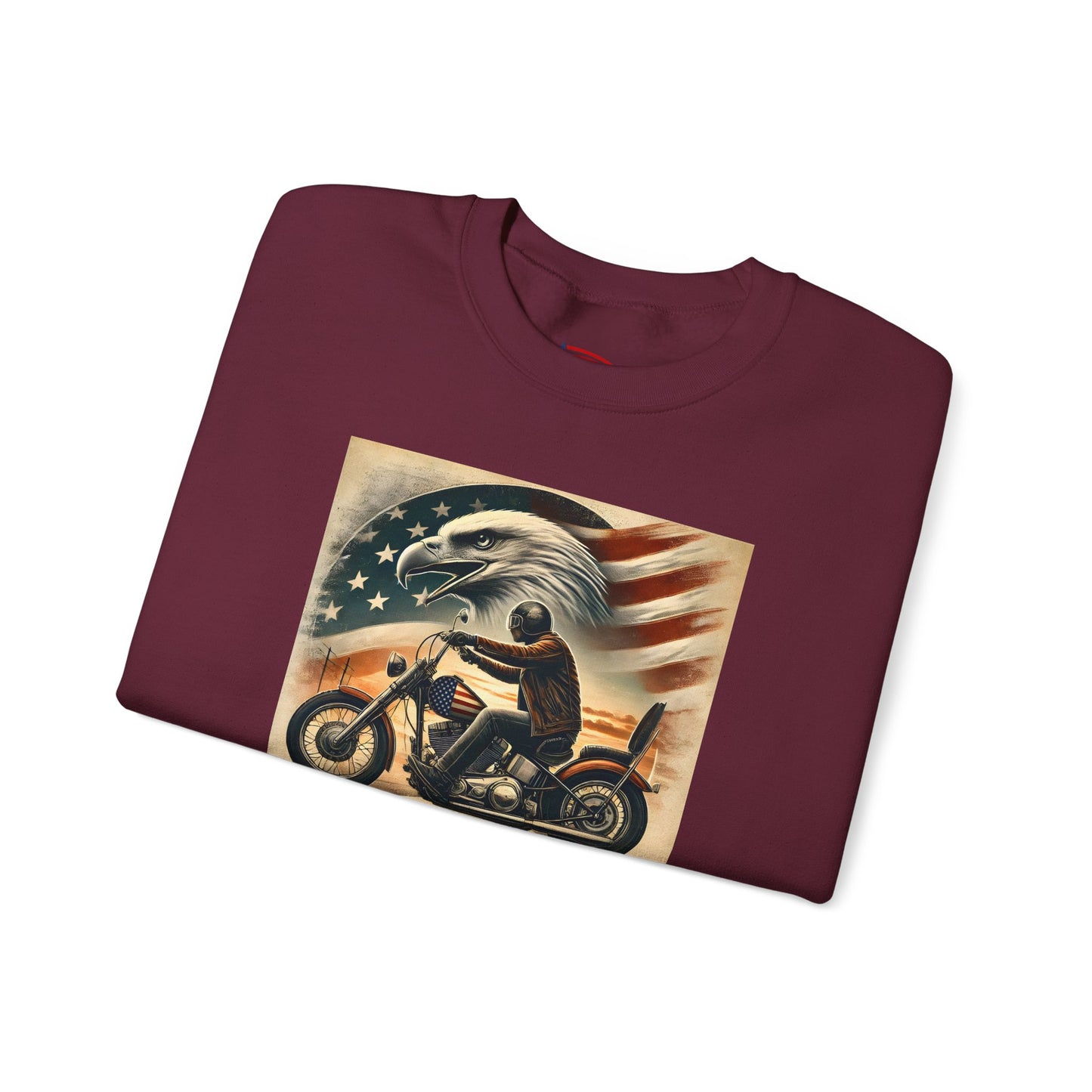 American Biker Sweatshirt — "Ride Free,Live Proud,Die American" Crewneck