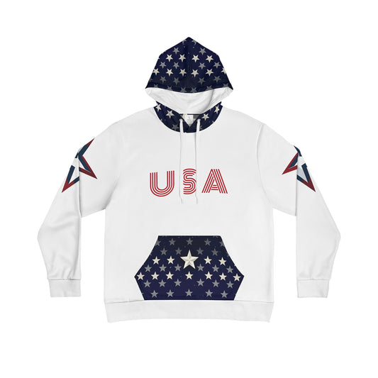Patriotic Hoodie – USA Proud Nation Design, American Flag & Star Sleeves.