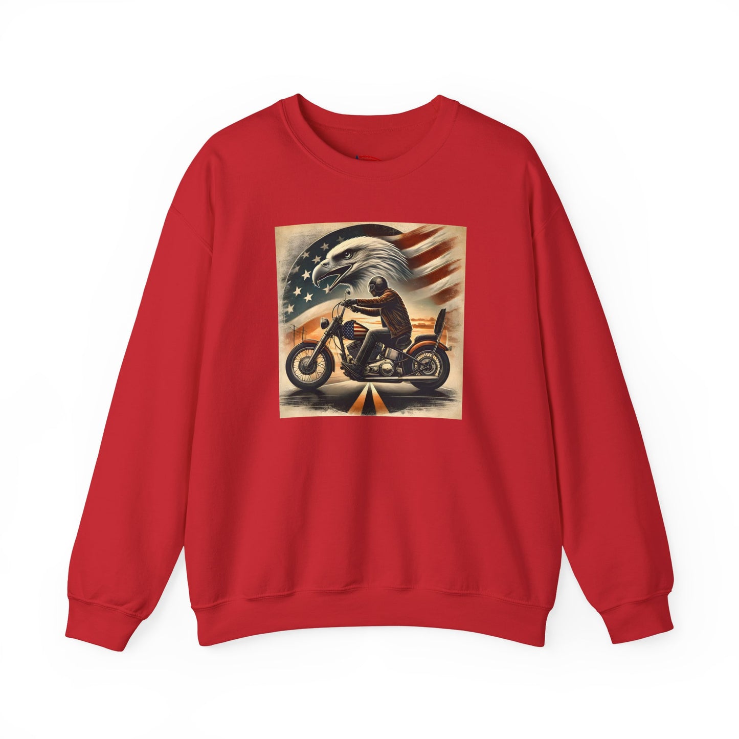 American Biker Sweatshirt — "Ride Free,Live Proud,Die American" Crewneck