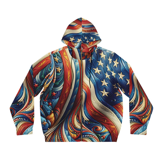 Patriotic American Surreal Flag Full-Zip Hoodie