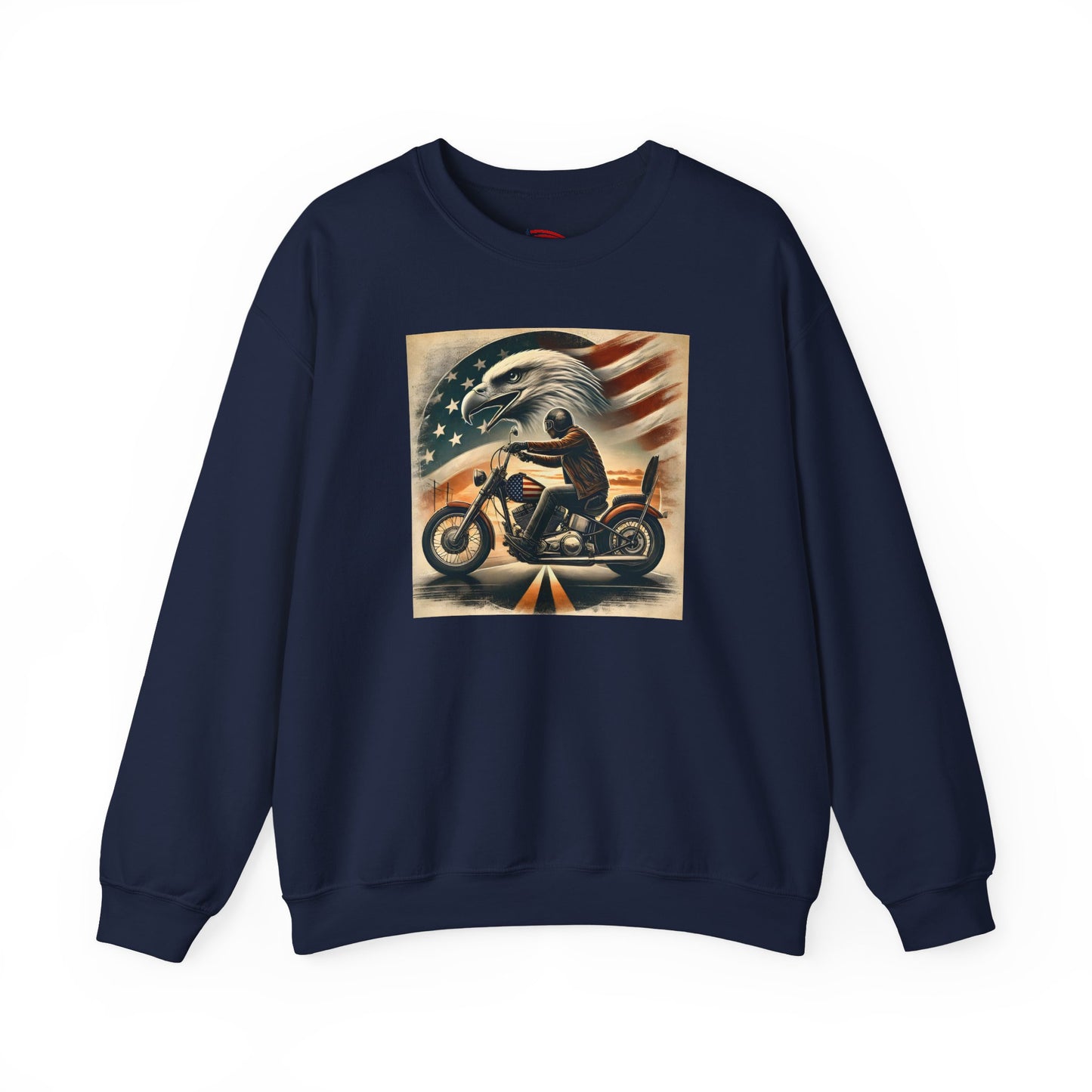 American Biker Sweatshirt — "Ride Free,Live Proud,Die American" Crewneck