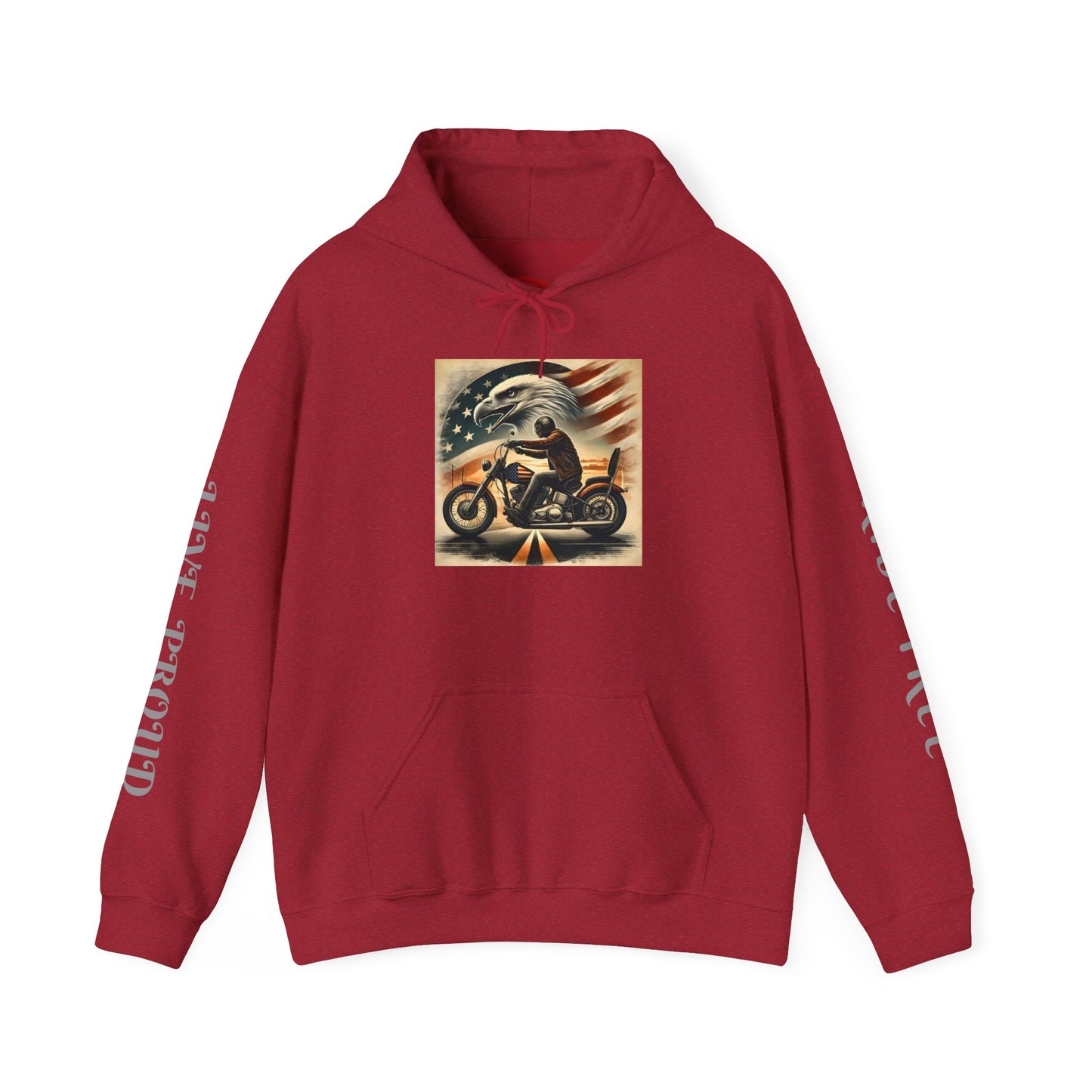 American Pride Motorcycle Hoodie ,Ride Free,Live Proud Sweatshirt .