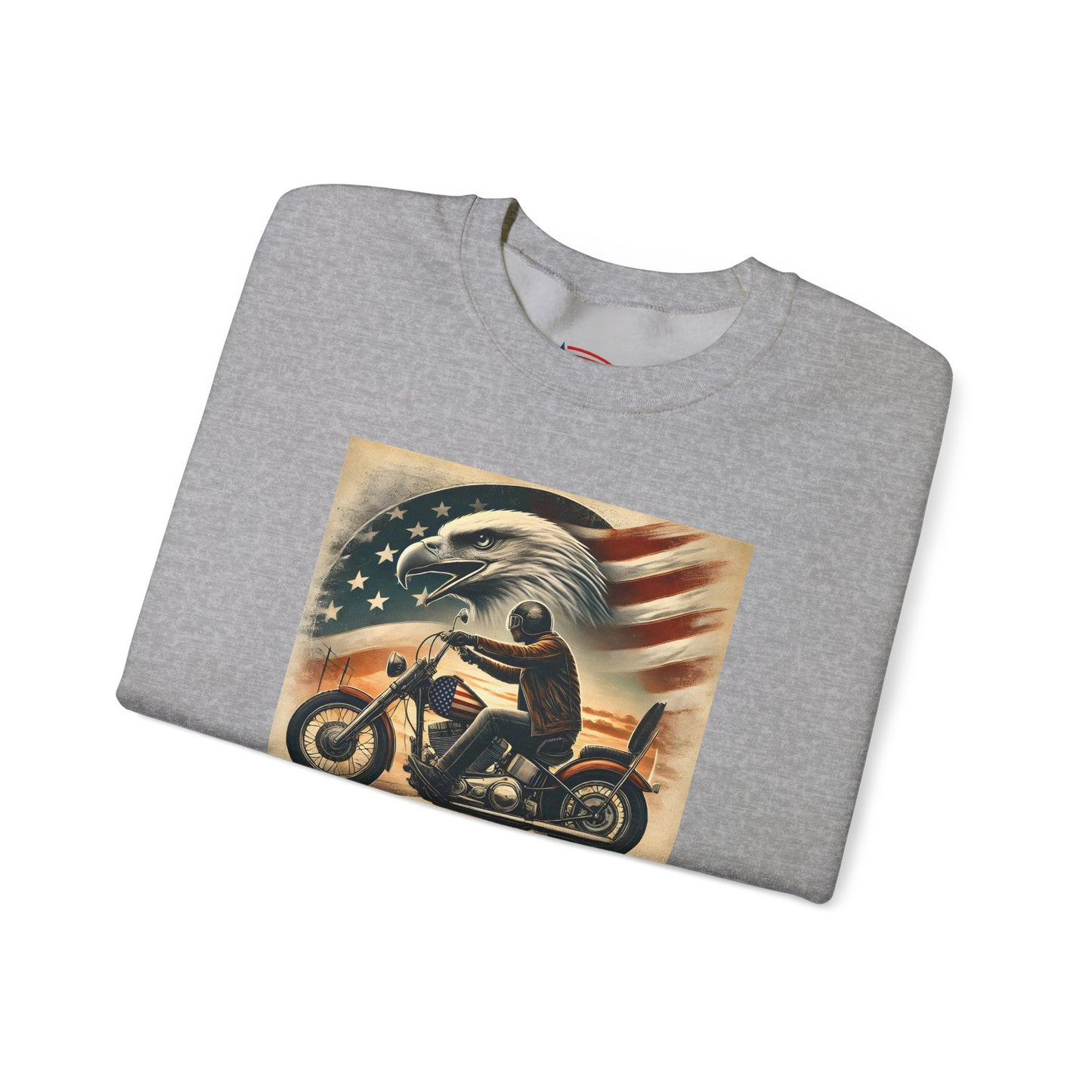 American Biker Sweatshirt — "Ride Free,Live Proud,Die American" Crewneck