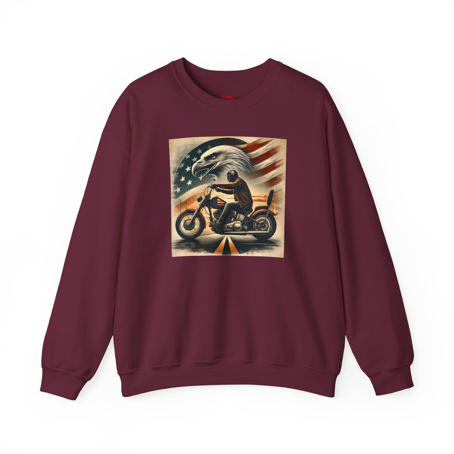 American Biker Sweatshirt — "Ride Free,Live Proud,Die American" Crewneck