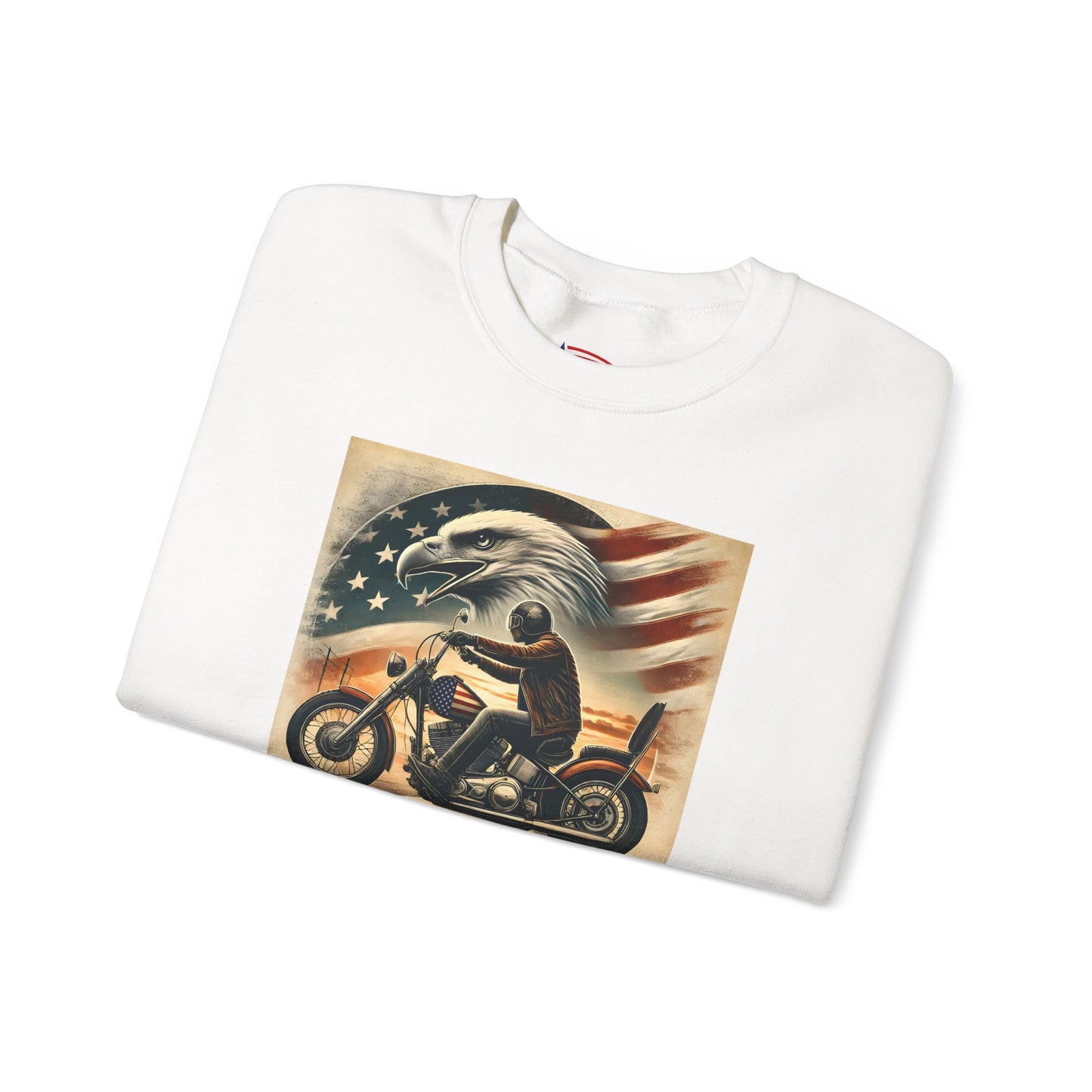 American Biker Sweatshirt — "Ride Free,Live Proud,Die American" Crewneck