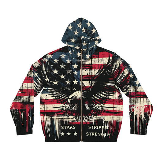 Patriotic And Stylish American Eagle Full-Zip Hoodie.