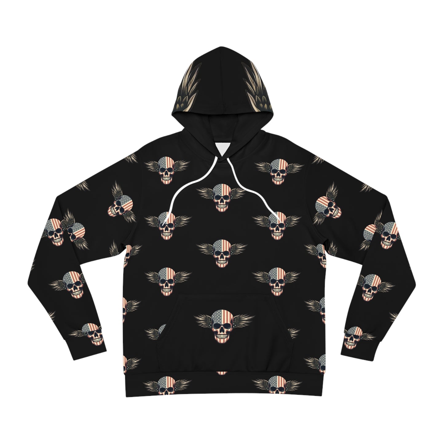 Edgy All-Over Print Hoodie – Skull & Wings Graphic