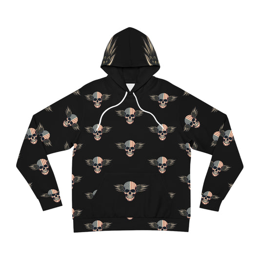 Edgy All-Over Print Hoodie – Skull & Wings Graphic